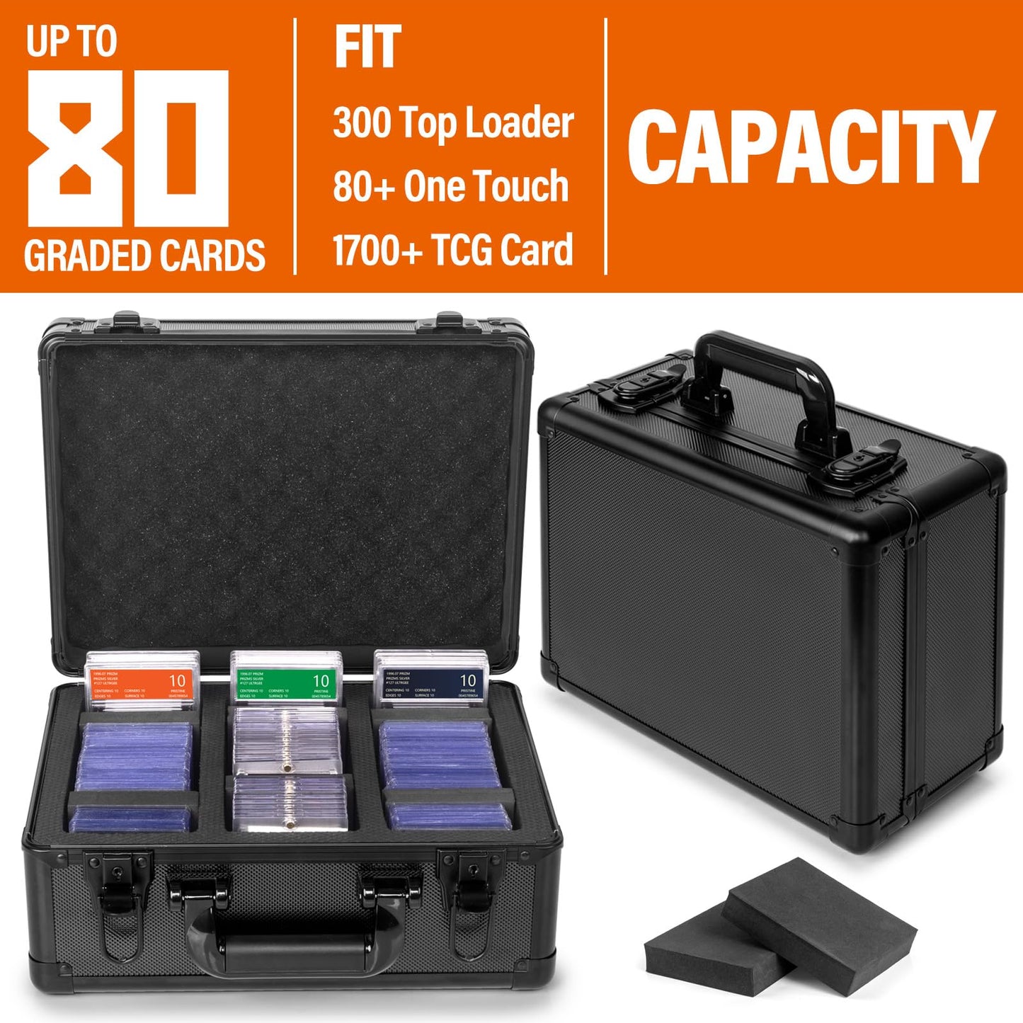 MIXPOET Graded Card Storage Box – Top Loader Case, Slab Storage, Portable & Durable