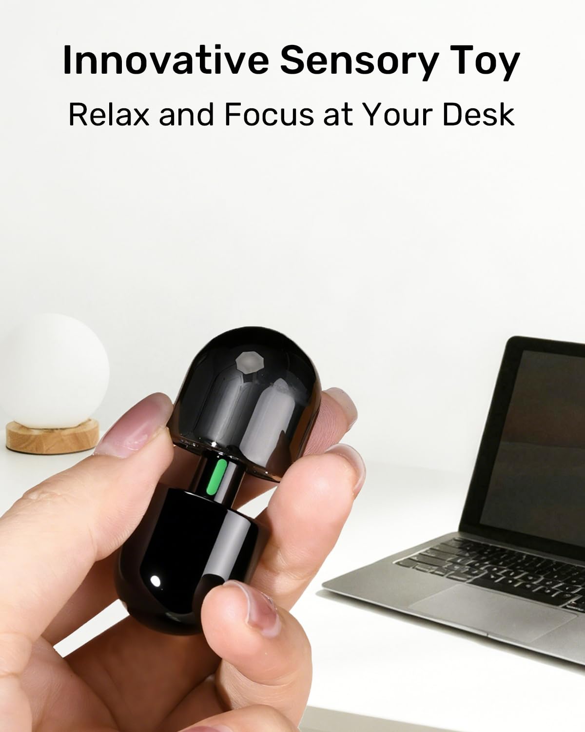 MIXTRYS 3-in-1 Metal Fidget Toy for Adults – Capsule Slider, Spin Top, and Clicky Haptic Desk Toy (Black)