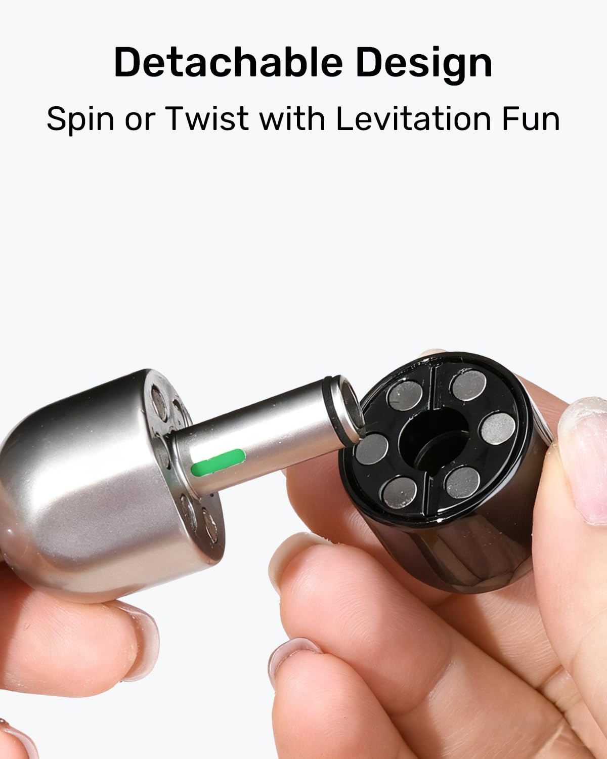 MIXTRYS 3-in-1 Metal Fidget Toy for Adults – Capsule Slider, Spin Top, and Clicky Haptic Desk Toy (Black)