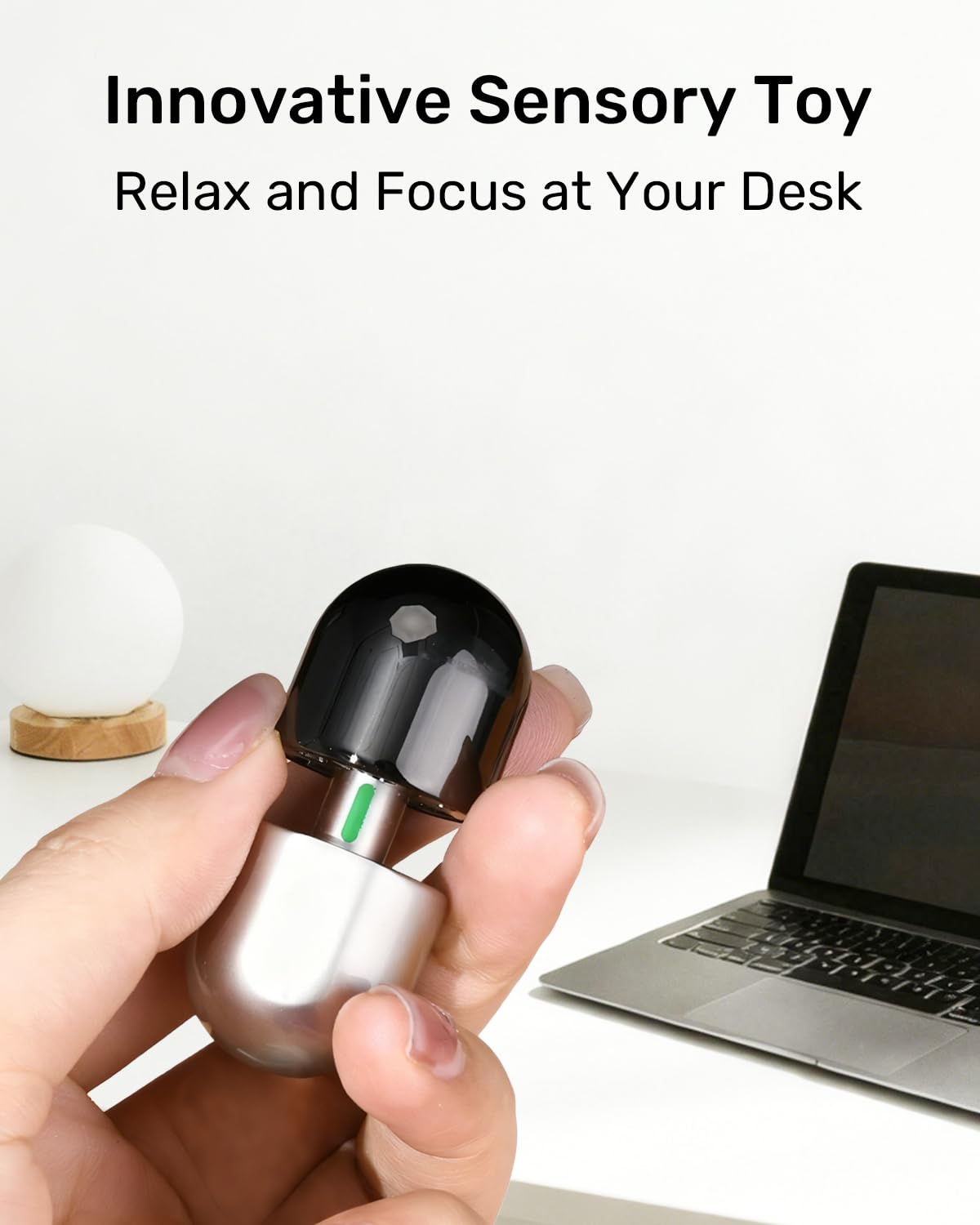 MIXTRYS 3-in-1 Metal Fidget Toy for Adults – Capsule Slider, Top Spin & Clicker (Silver)