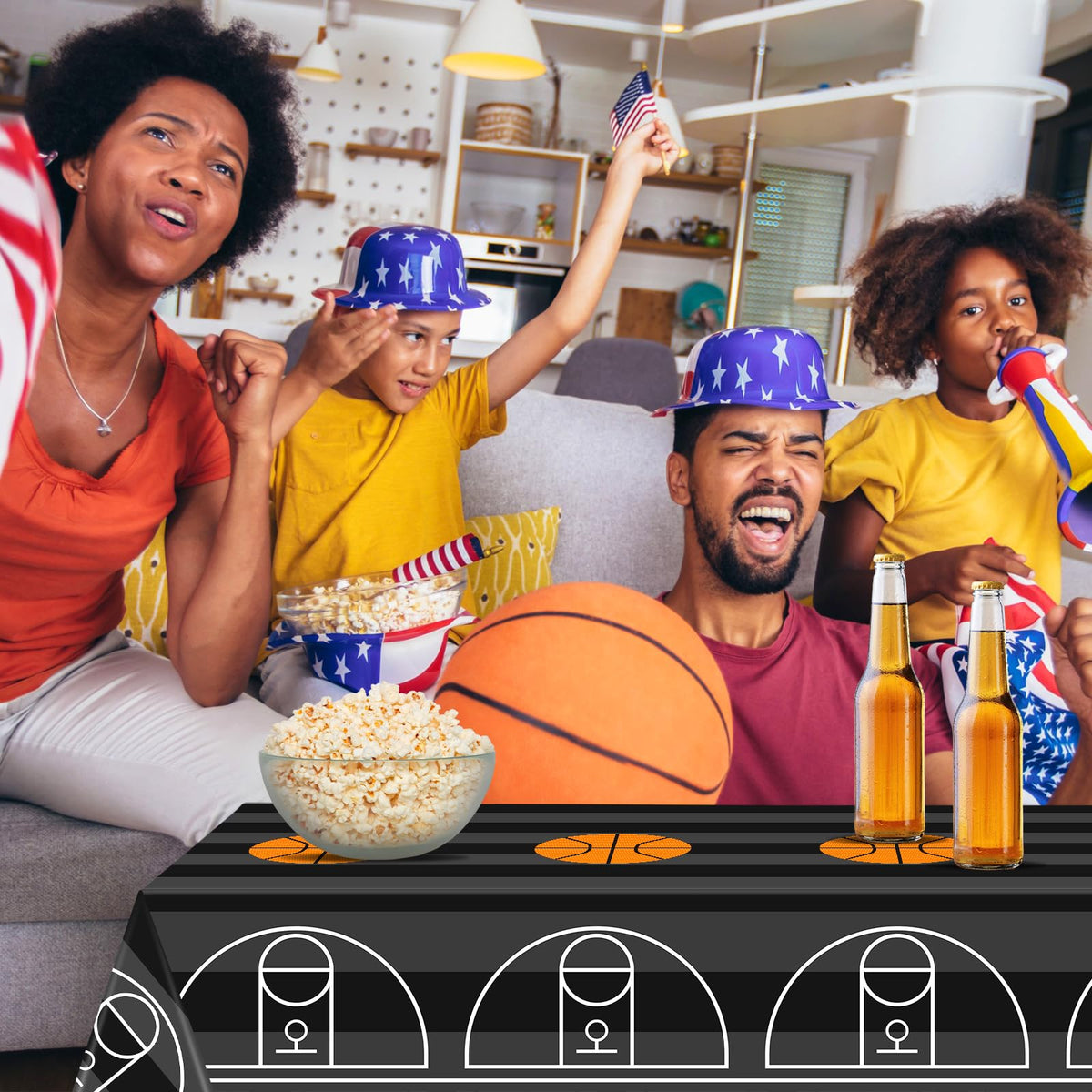Mixweer 4 Pcs Basketball Tablecloths – 54 x 108 Inch Waterproof PE Plastic Covers for Sports Theme Parties
