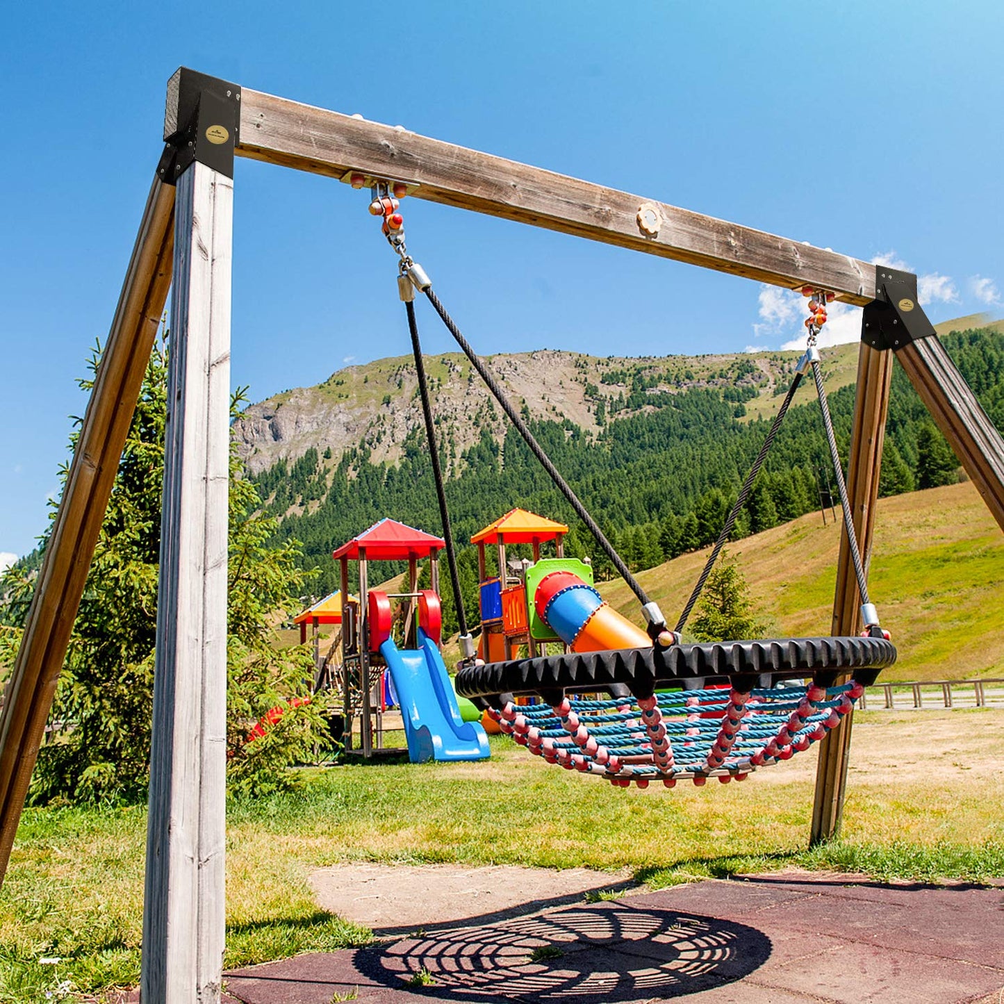 MIXXIDEA 2 Swing Set Brackets for A-Frame – Heavy Duty, Black, with All Mounting Hardware