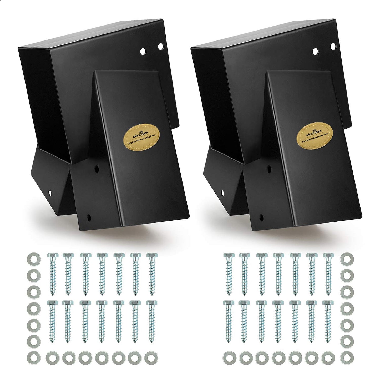 MIXXIDEA 2 Swing Set Brackets for A-Frame – Heavy Duty, Black, with All Mounting Hardware