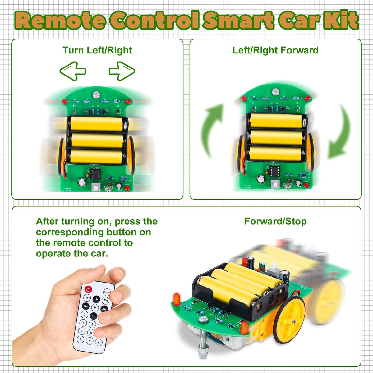 MiOYOOW DIY Remote Control Car Kit for Beginners – Soldering Practice & Educational Electronics