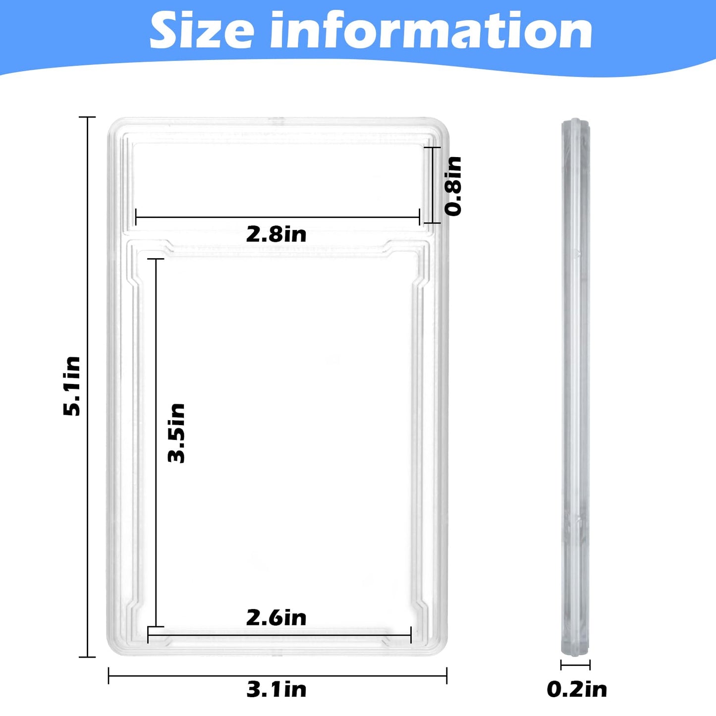 Miyukyee 50 Pack Card Case Holder – 35 PT Hard Plastic Slabs with Label Area for Yu-Gi-Oh, MTG & Sports Cards
