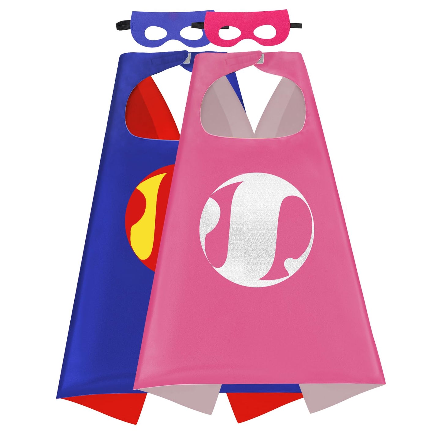 Mizzuco Superhero Capes for Kids – 2-Pack (Pink & Sea Blue) with Mask