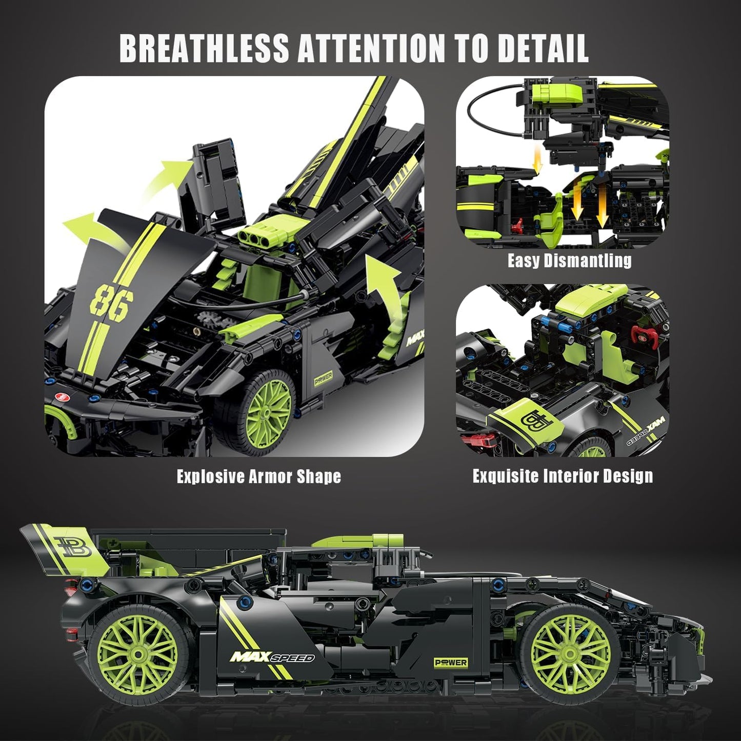 MJDDJA 1:14 Hypercar Building Set for Adults – Non-Motorized 910-Piece Model Kit