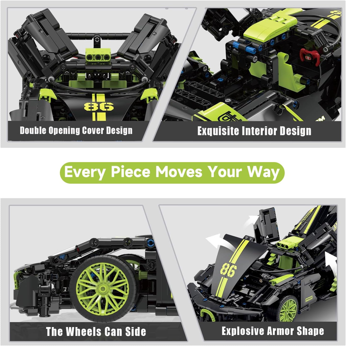 MJDDJA 1:14 Hypercar Building Set for Adults – Non-Motorized 910-Piece Model Kit