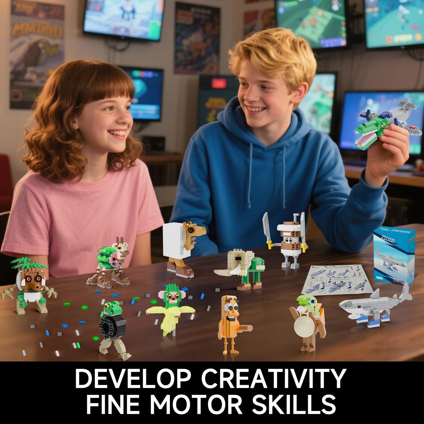 MJDDJA Italian Brainrot Action Figure Building Kit – Creative STEM Blocks & Desk Decor