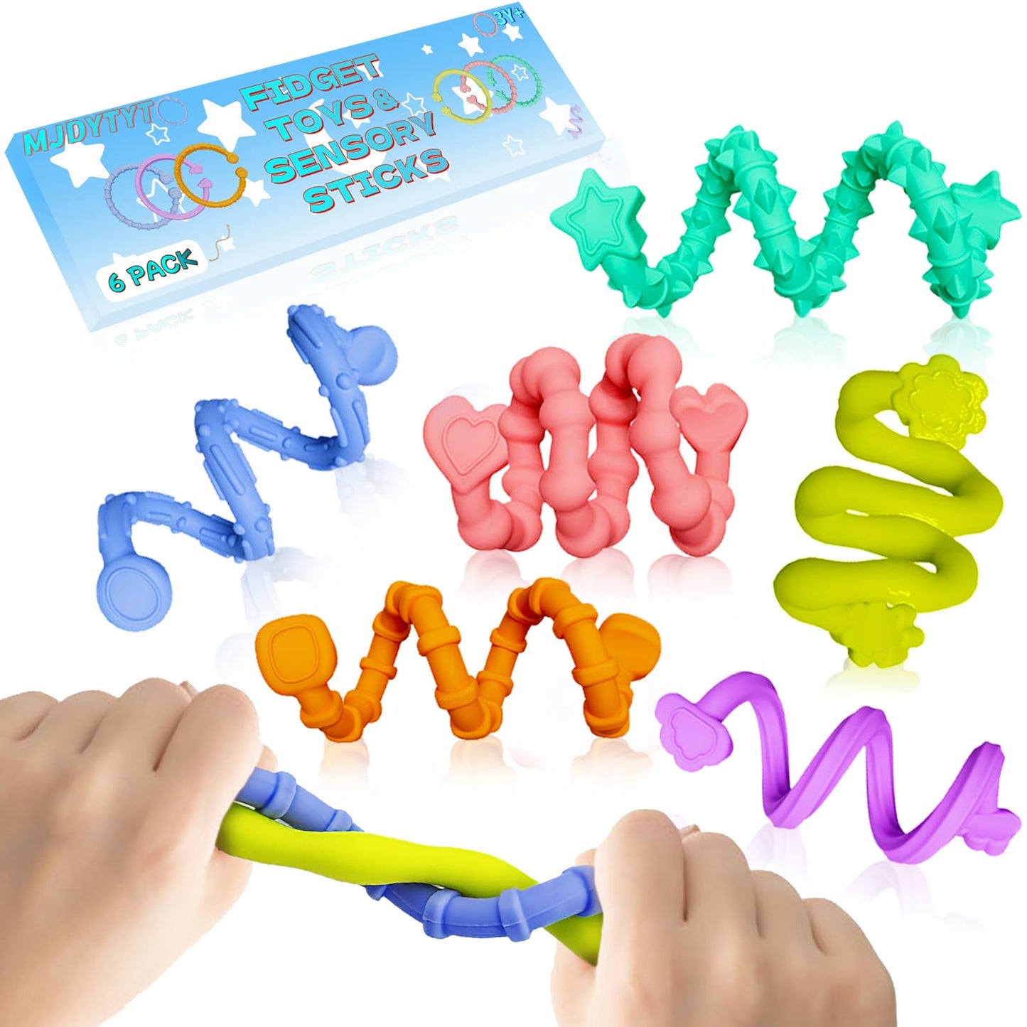 MJDYTYT Christmas Sensory Sticks (6 Pack) – Textured Fidget Toys