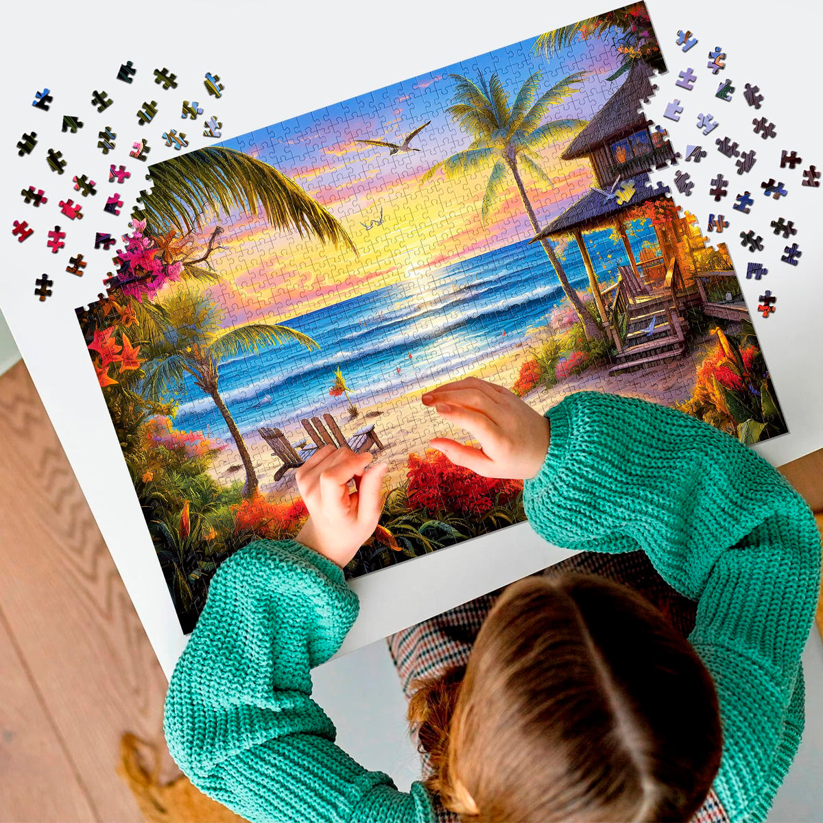 mjyphdm 2 Pack 1000-Piece Puzzles for Adults – Hawaii Beach & Moraine Lake (27.5x20 in)