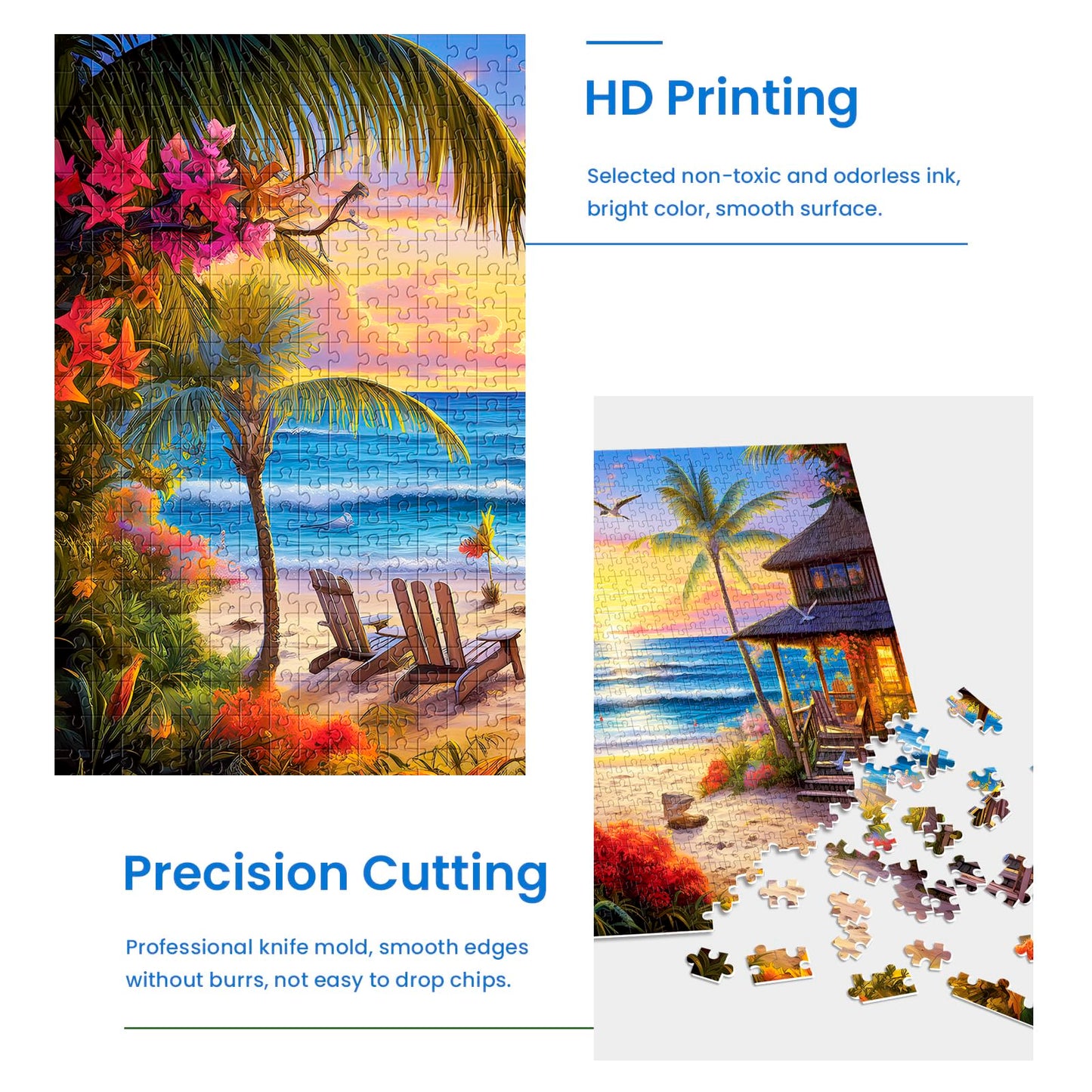 mjyphdm 2 Pack 1000-Piece Puzzles for Adults – Hawaii Beach & Moraine Lake (27.5x20 in)