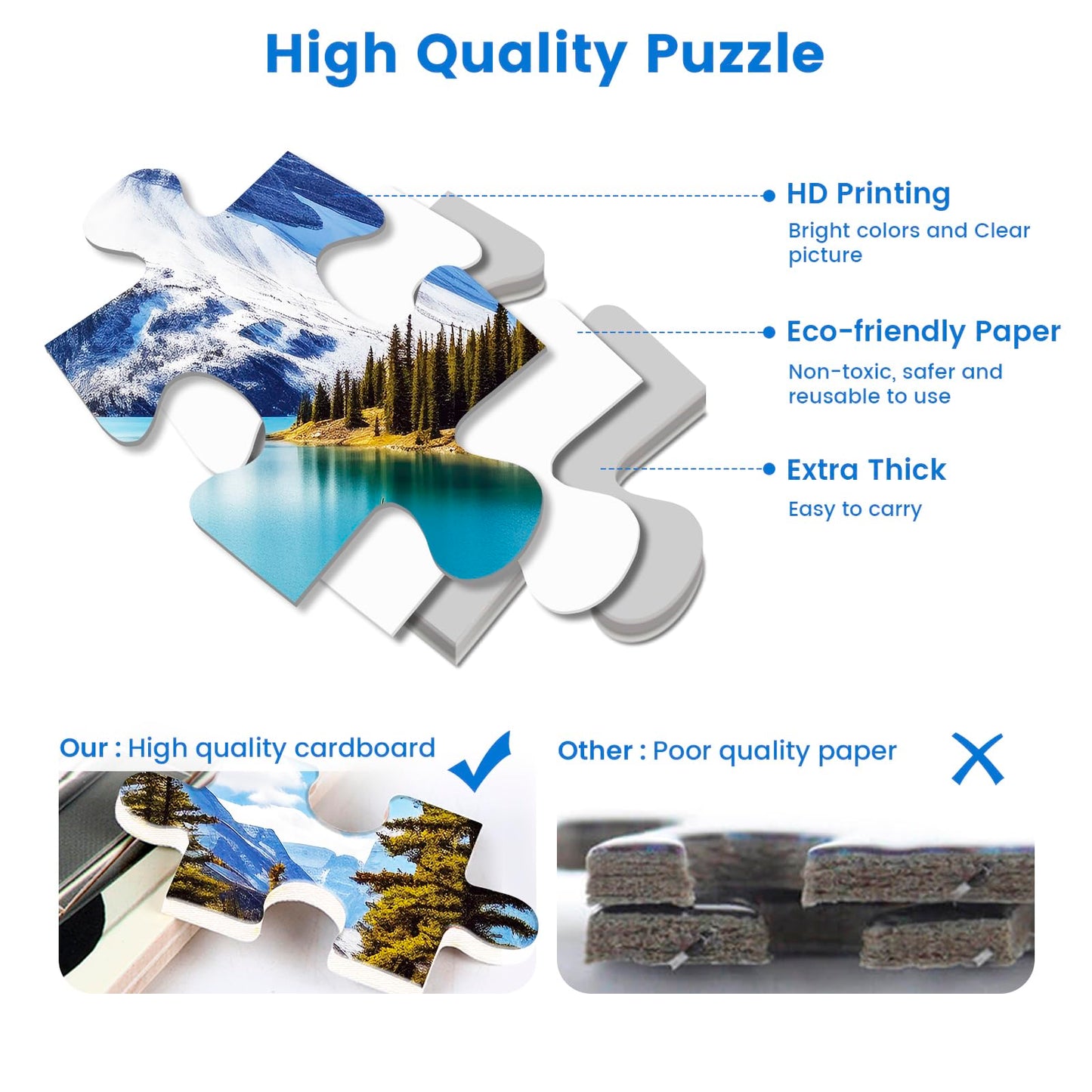 mjyphdm 2 Pack 1000-Piece Puzzles for Adults – Hawaii Beach & Moraine Lake (27.5x20 in)