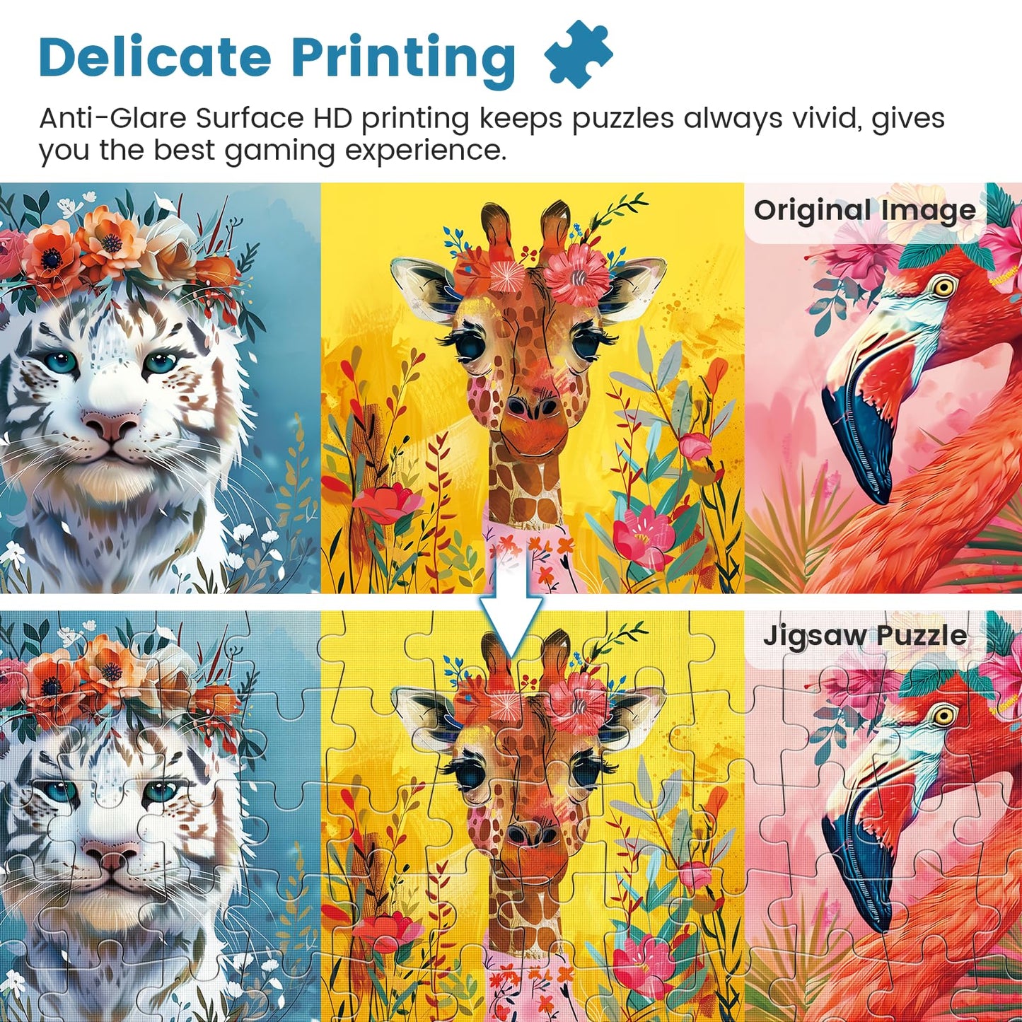 Mjyphdm 500 Piece Puzzles for Adults – Beautiful Wild Animals Jigsaw, Recycled Cardboard