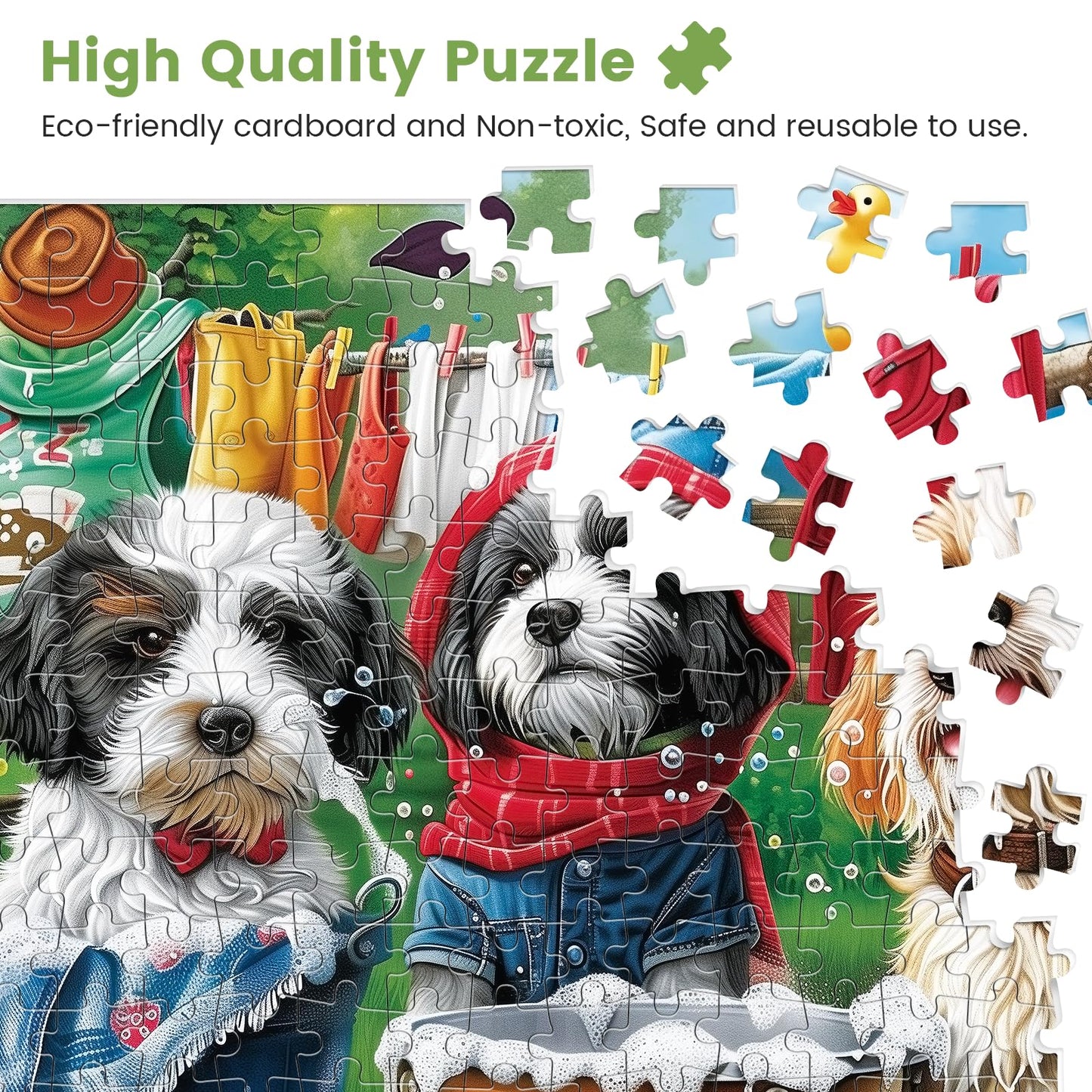 mjyphdm 300-piece dog jigsaw puzzle for adults – large 20.5 x 15 in, recycled cardboard