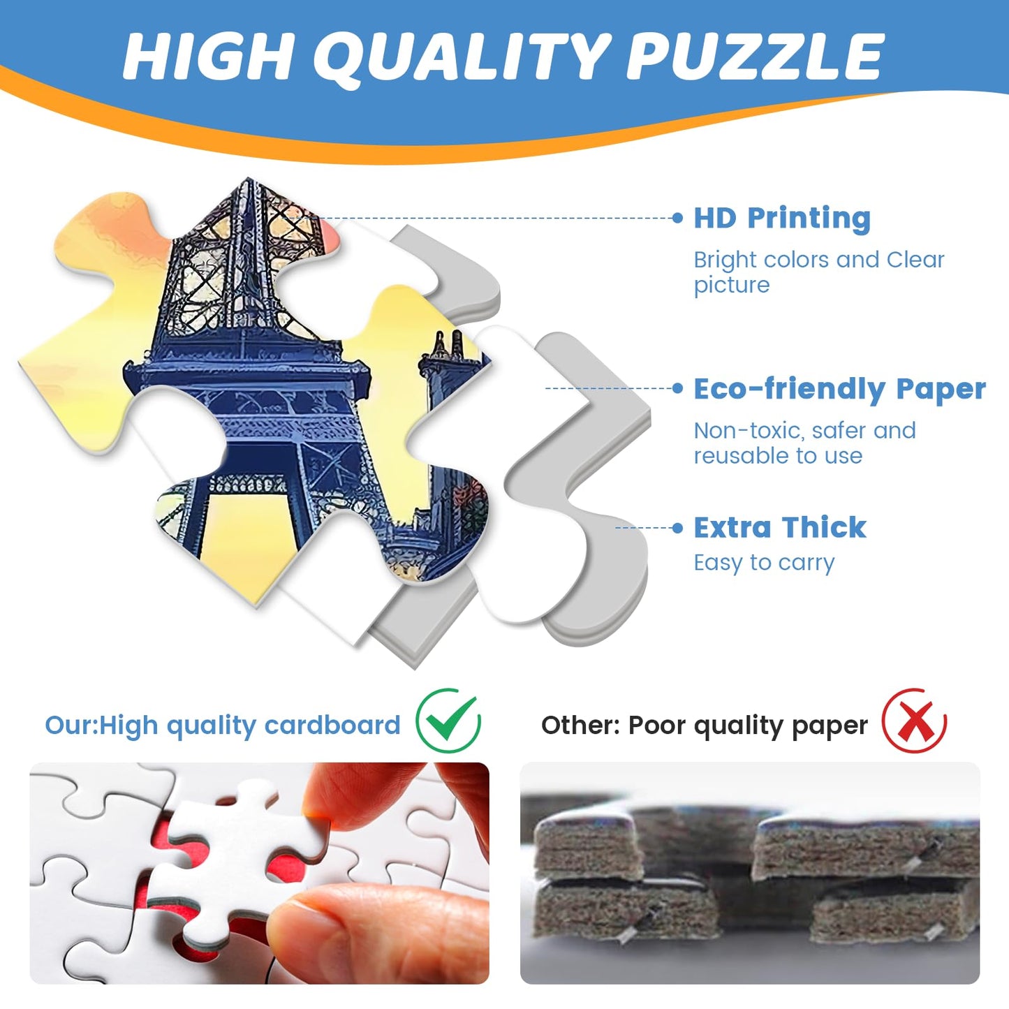 Puzzles 300 Pieces for Adults | Eiffel Tower Jigsaw Puzzle – mjyphdm | Recycled Cardboard 20.5x15