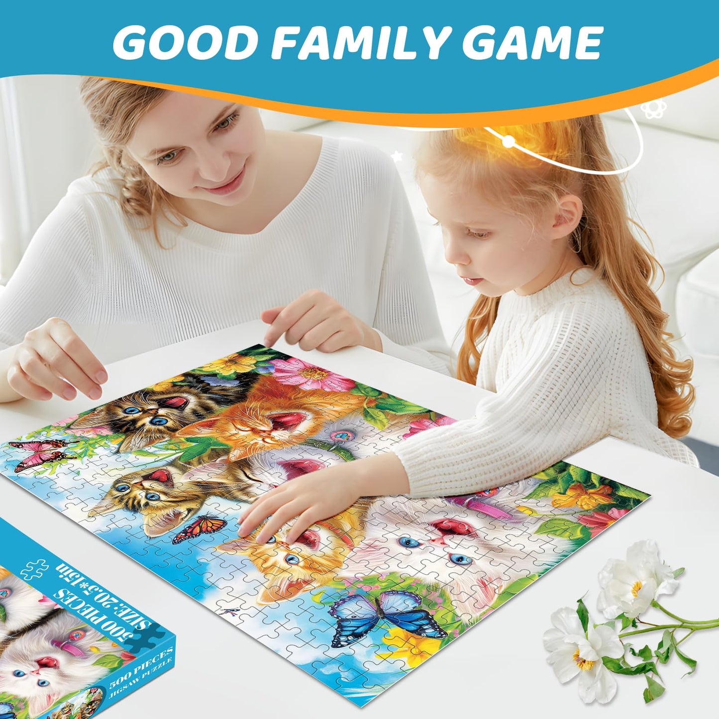mjyphdm 500 Piece Laughing Cats Jigsaw Puzzle – Recycled Cardboard, 20.5 x 15 in