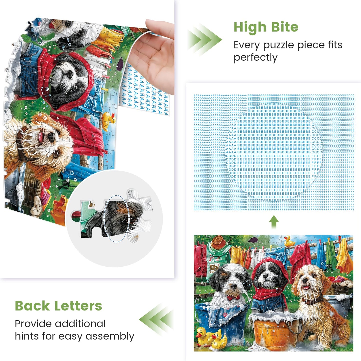mjyphdm 300-piece dog jigsaw puzzle for adults – large 20.5 x 15 in, recycled cardboard