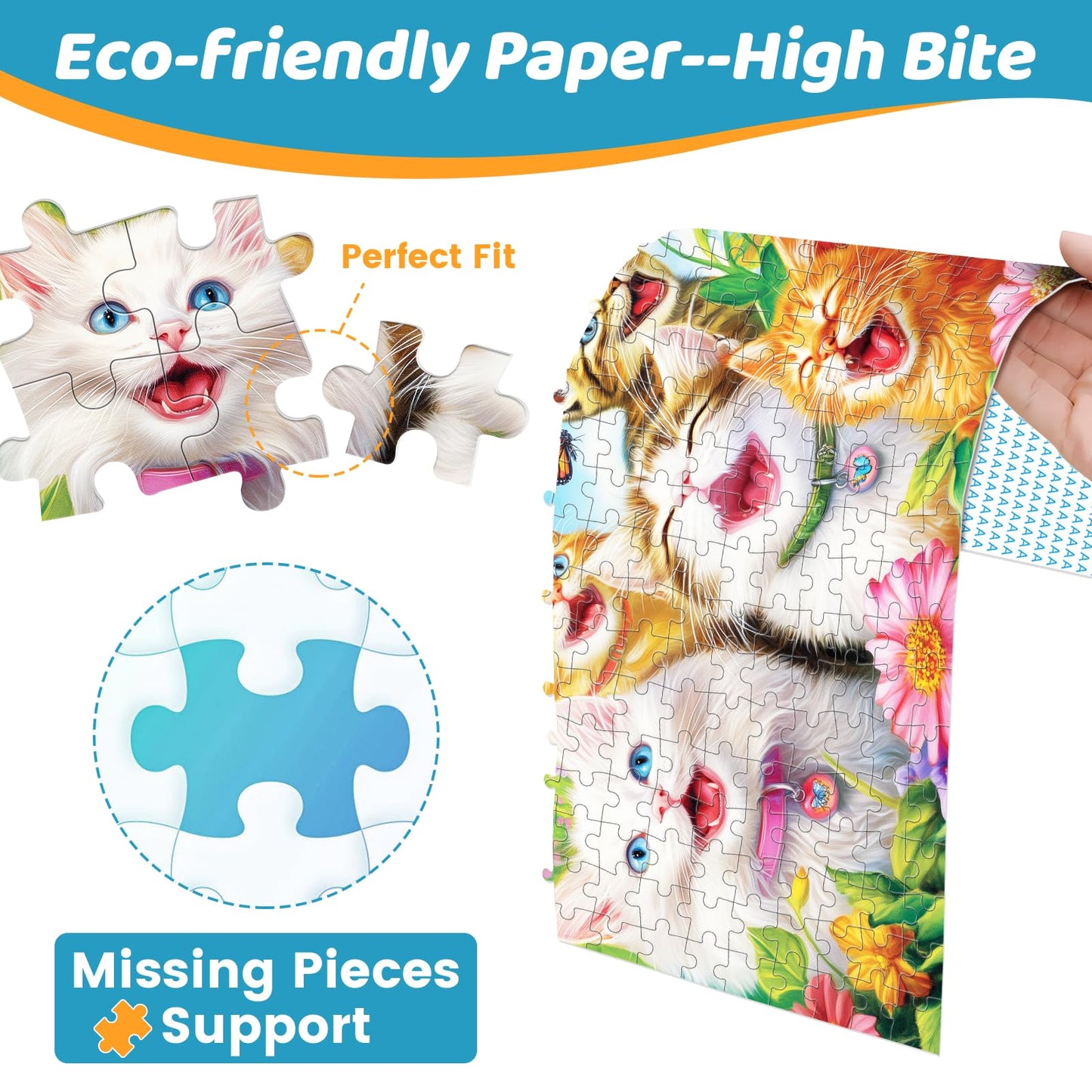 mjyphdm 500 Piece Laughing Cats Jigsaw Puzzle – Recycled Cardboard, 20.5 x 15 in