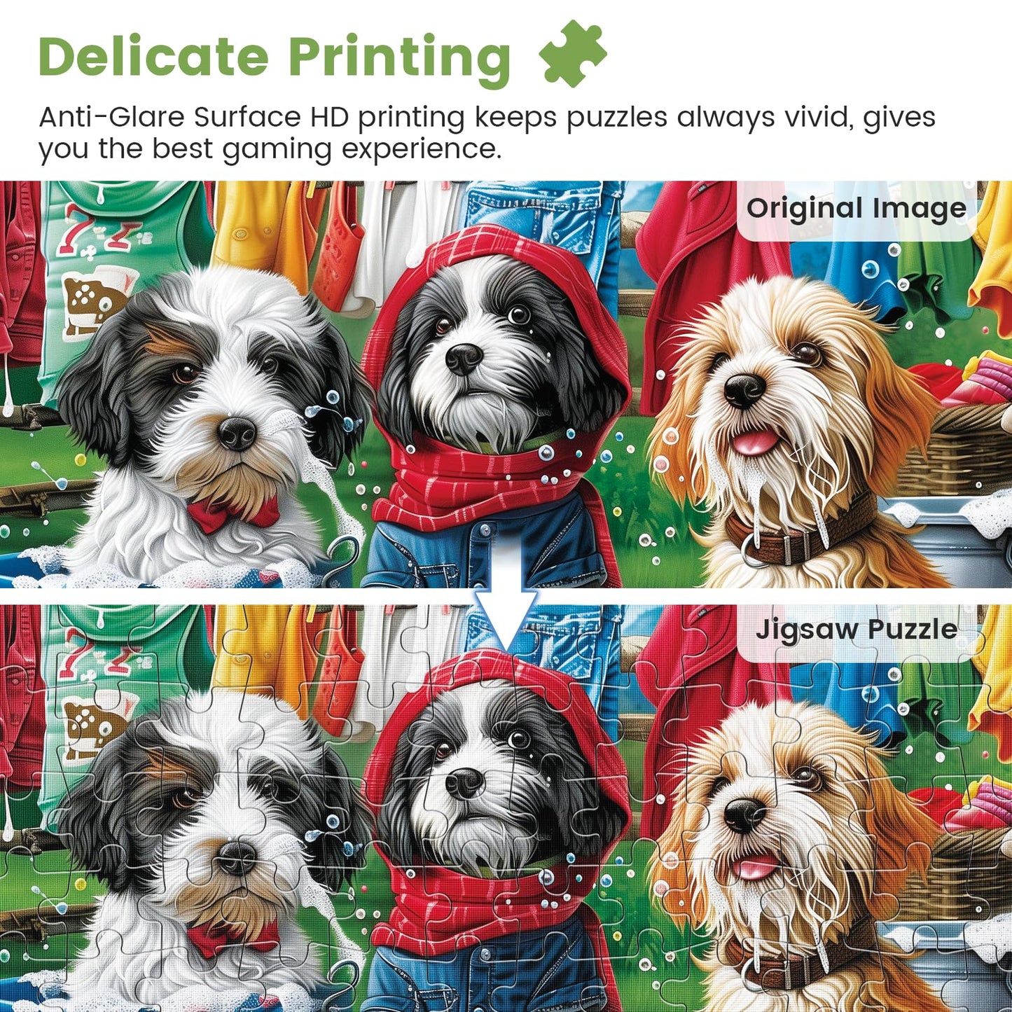 mjyphdm 300-piece dog jigsaw puzzle for adults – large 20.5 x 15 in, recycled cardboard