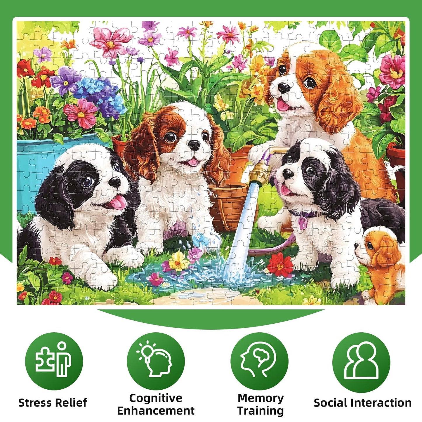 Mjyphdm 300-Piece Cute Dogs Puzzle for Adults – Large Pieces Jigsaw 20.5 x 15 in, Family Fun Gift