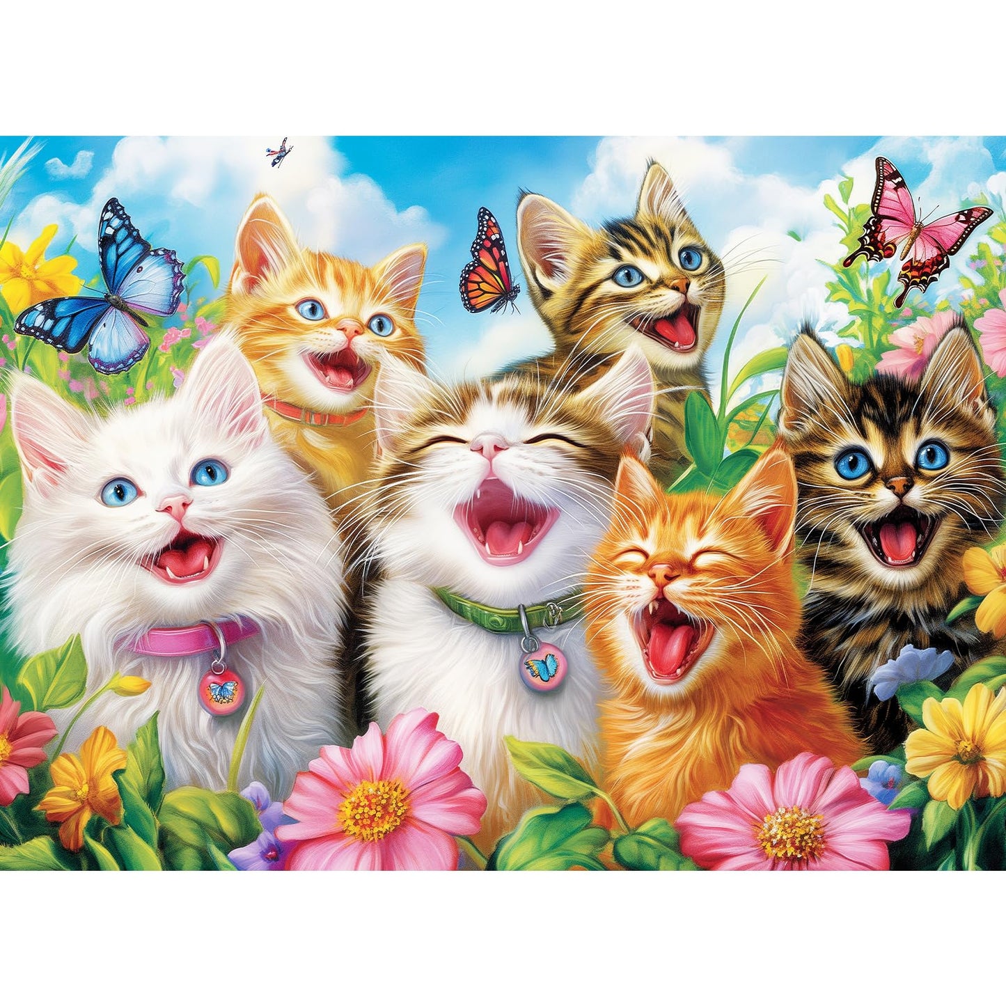 mjyphdm 500 Piece Laughing Cats Jigsaw Puzzle – Recycled Cardboard, 20.5 x 15 in