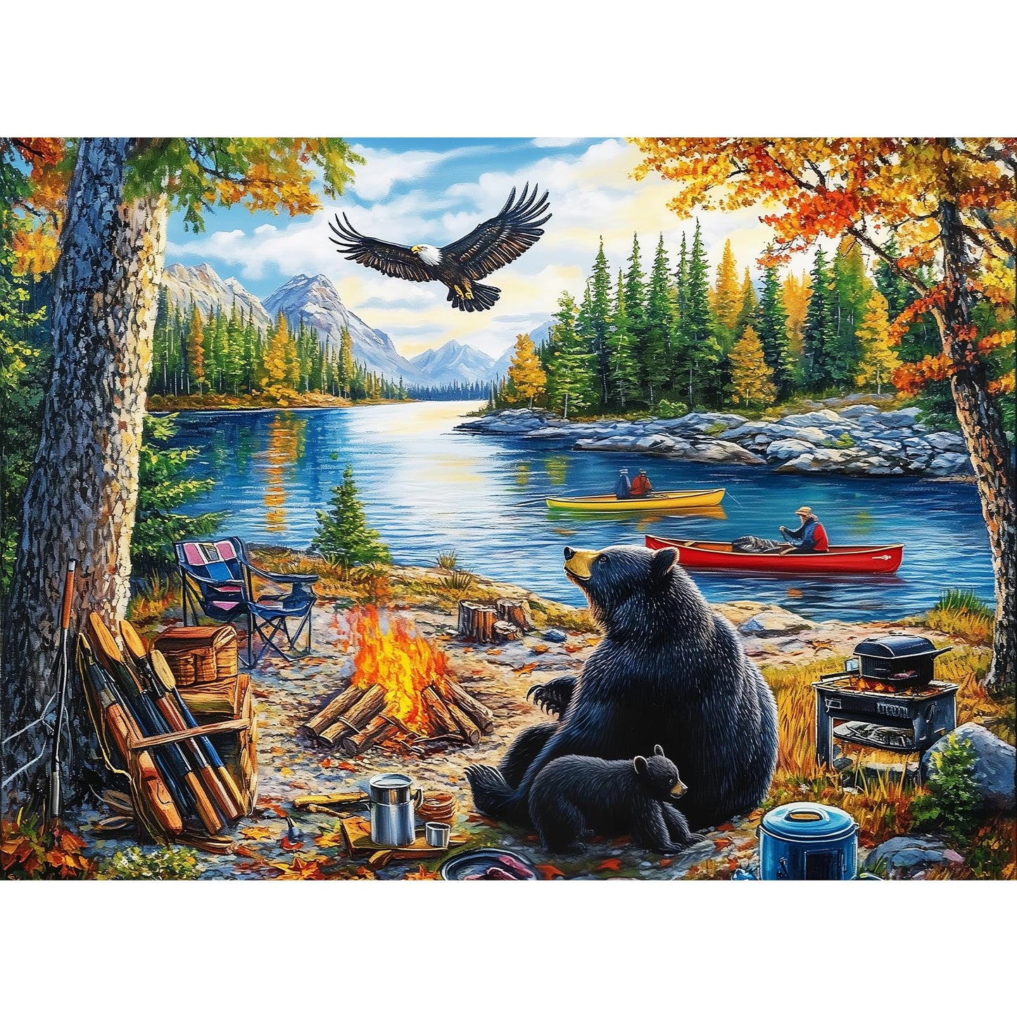 Mjyphdm 500 Piece Puzzles for Adults – Mother Bear & Eagle Large Piece Jigsaw, Recycled Cardboard, 20.5 x 15 in