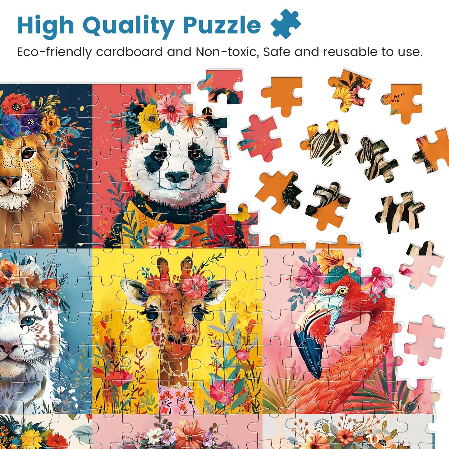 Mjyphdm 500 Piece Puzzles for Adults – Beautiful Wild Animals Jigsaw, Recycled Cardboard