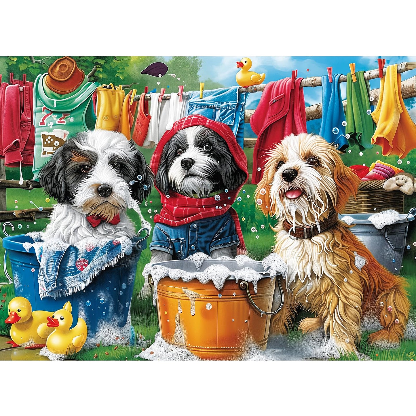mjyphdm 300-piece dog jigsaw puzzle for adults – large 20.5 x 15 in, recycled cardboard