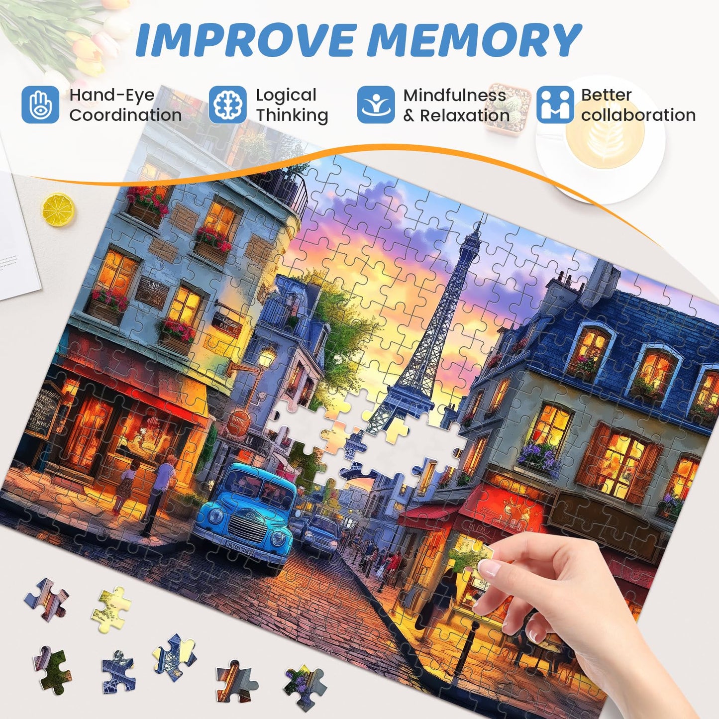 Puzzles 300 Pieces for Adults | Eiffel Tower Jigsaw Puzzle – mjyphdm | Recycled Cardboard 20.5x15