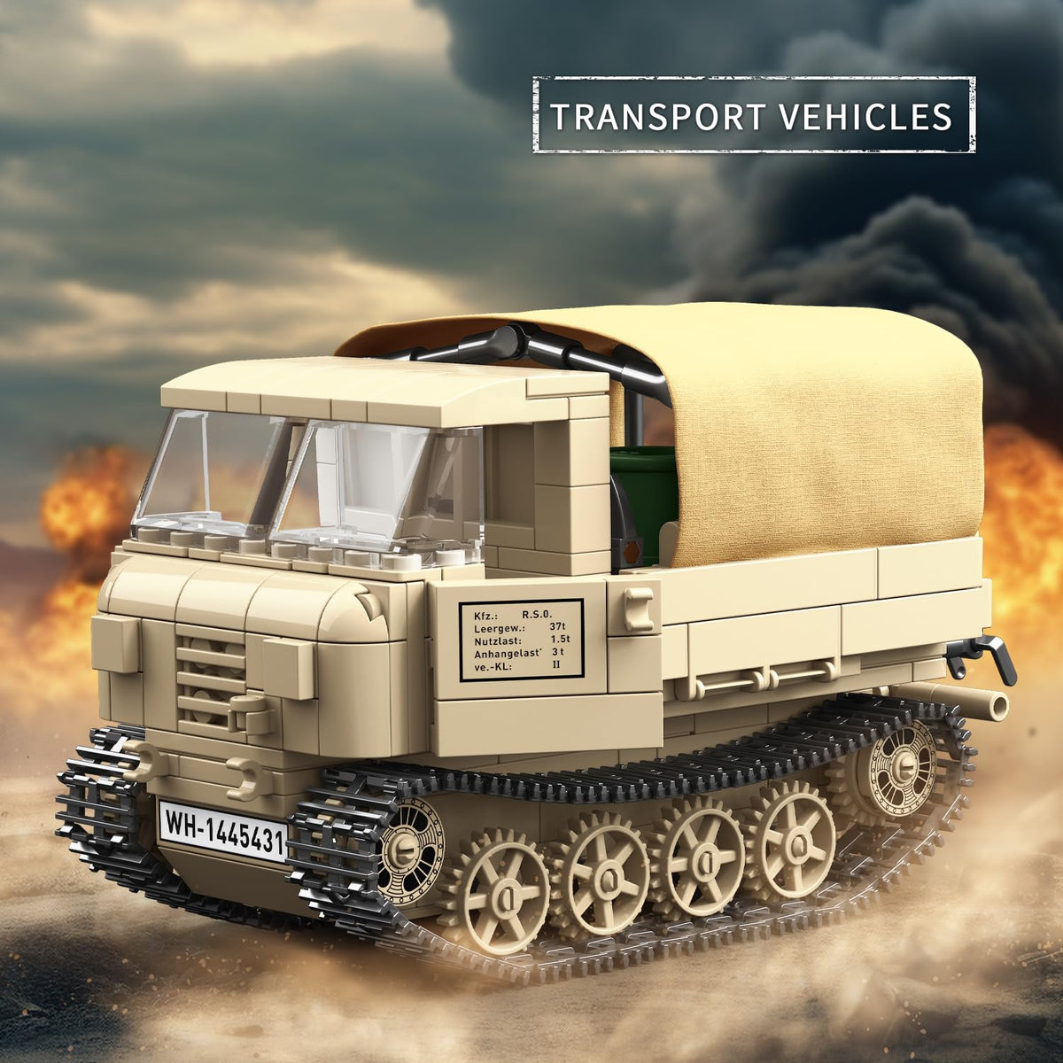 Mkmimo WW2 Panther Tank & RSO Tractor Building Blocks – 1078 Pieces, Compatible with Lego Military Sets