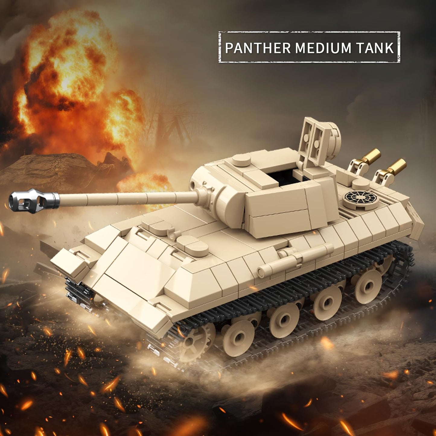 Mkmimo WW2 Panther Tank & RSO Tractor Building Blocks – 1078 Pieces, Compatible with Lego Military Sets