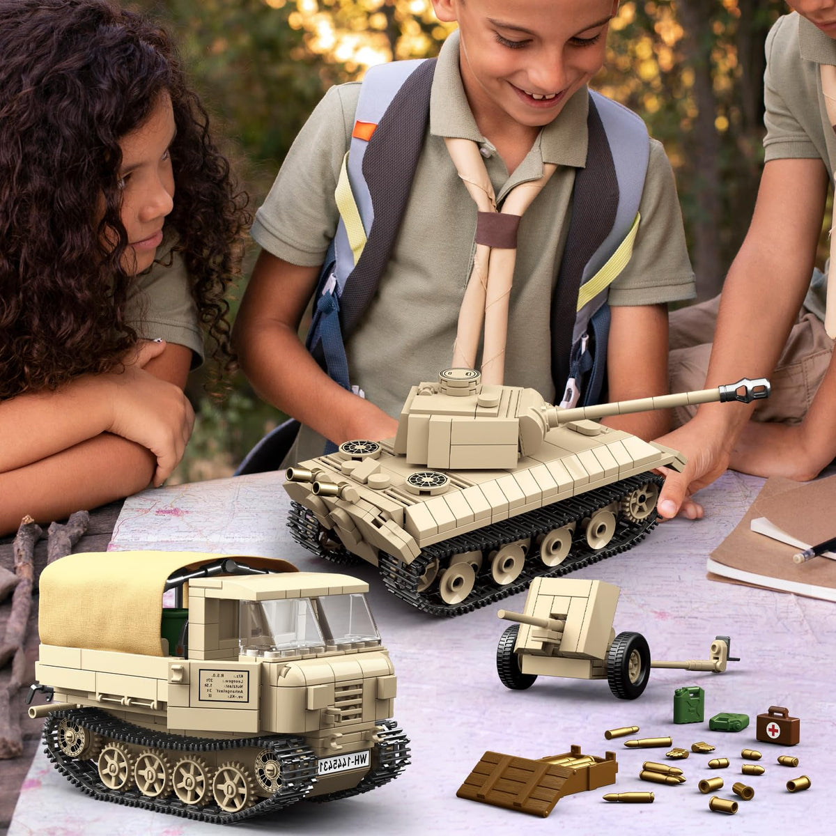 Mkmimo WW2 Panther Tank & RSO Tractor Building Blocks – 1078 Pieces, Compatible with Lego Military Sets
