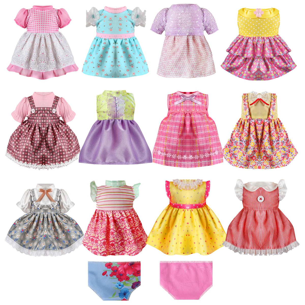 MLcnleS Alive Baby Doll Clothes — 12 Dress Sets for 12–14 Inch Dolls
