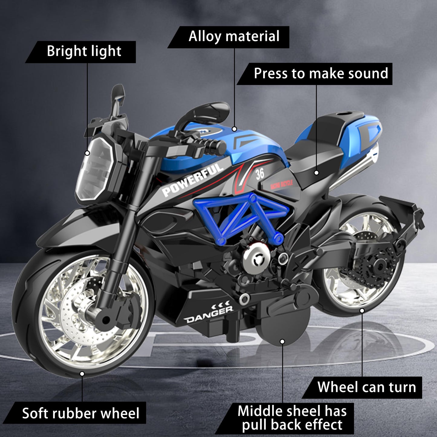 MLcnleS Alloy Metal Motorcycle Model Toy – 1/12-Scale 4-in-1 Diecast Mini Motor Set