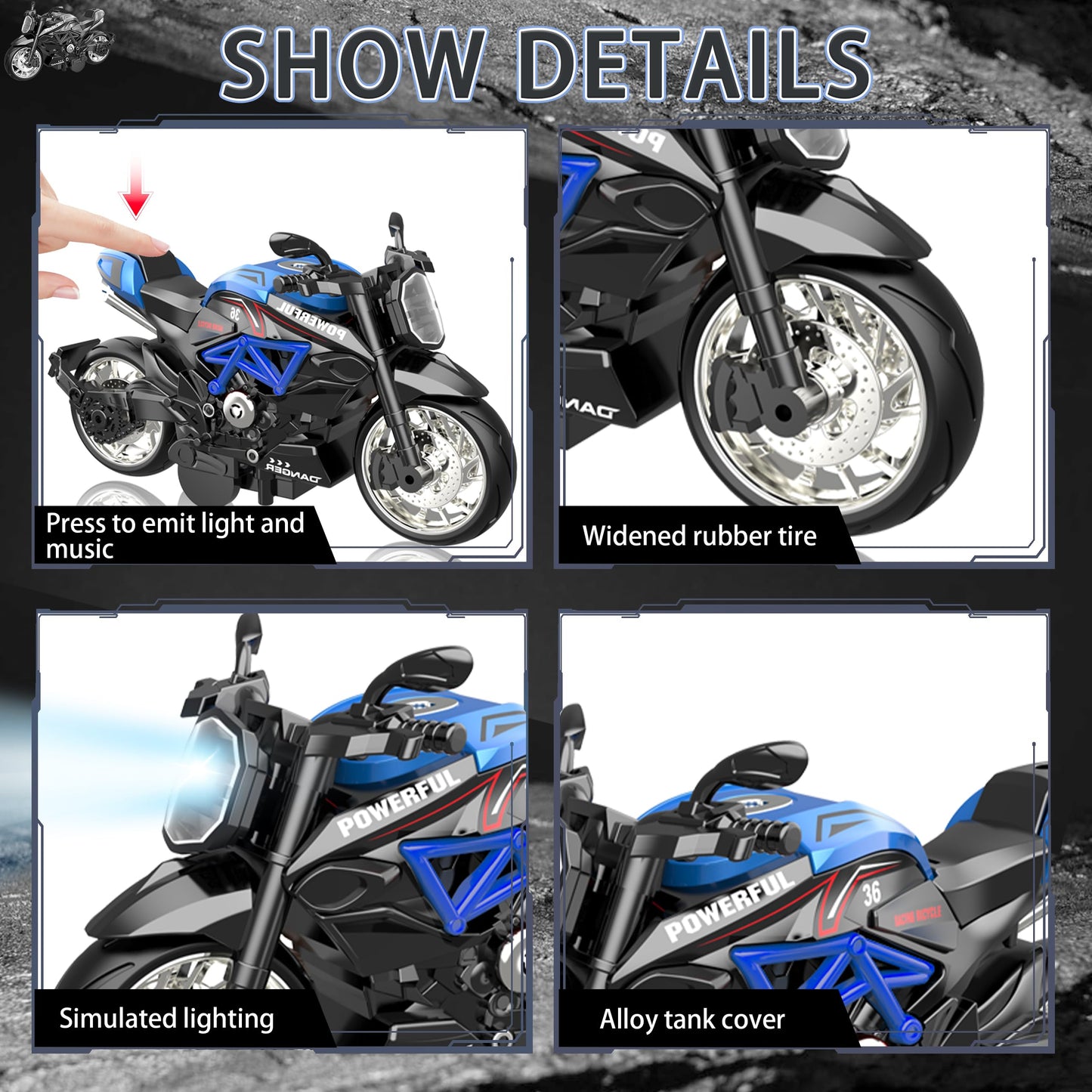 MLcnleS Alloy Metal Motorcycle Model Toy – 1/12-Scale 4-in-1 Diecast Mini Motor Set