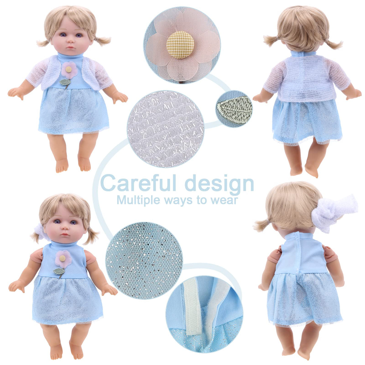 MLcnleS Doll Clothes Set for 12–15 Inch Dolls | 25-Piece Dress Set with Backpack