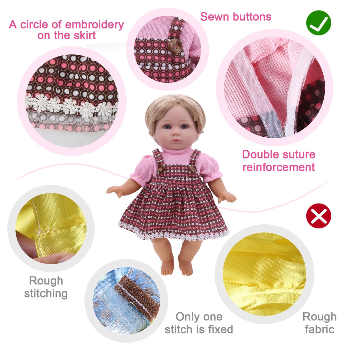 MLcnleS Alive Baby Doll Clothes — 12 Dress Sets for 12–14 Inch Dolls