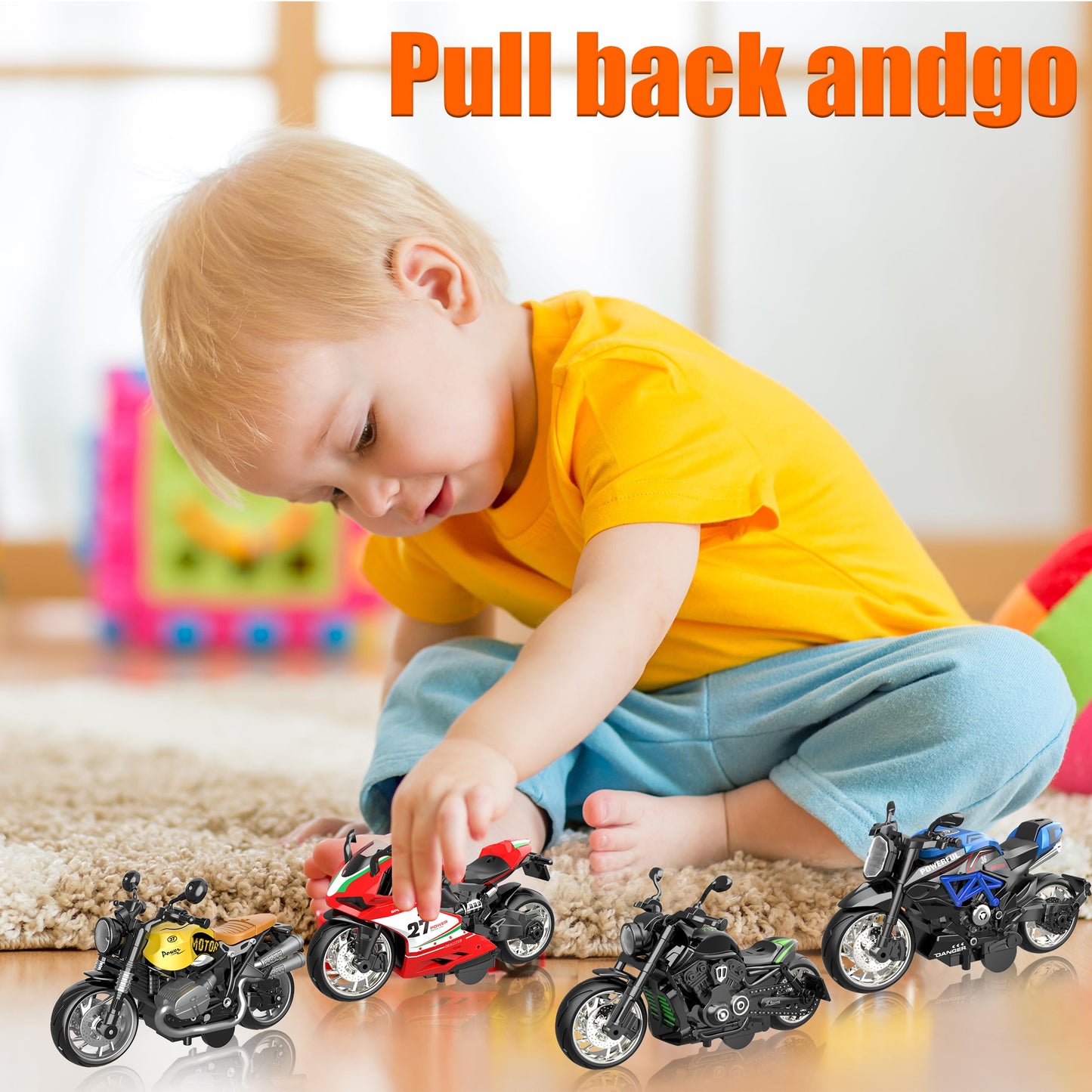 MLcnleS Alloy Diecast Motorcycle 4-Pack – 1:12 Scale with Lights & Sounds