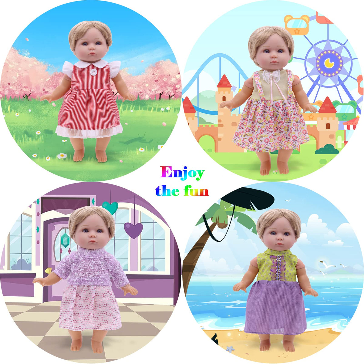 MLcnleS Alive Baby Doll Clothes — 12 Dress Sets for 12–14 Inch Dolls
