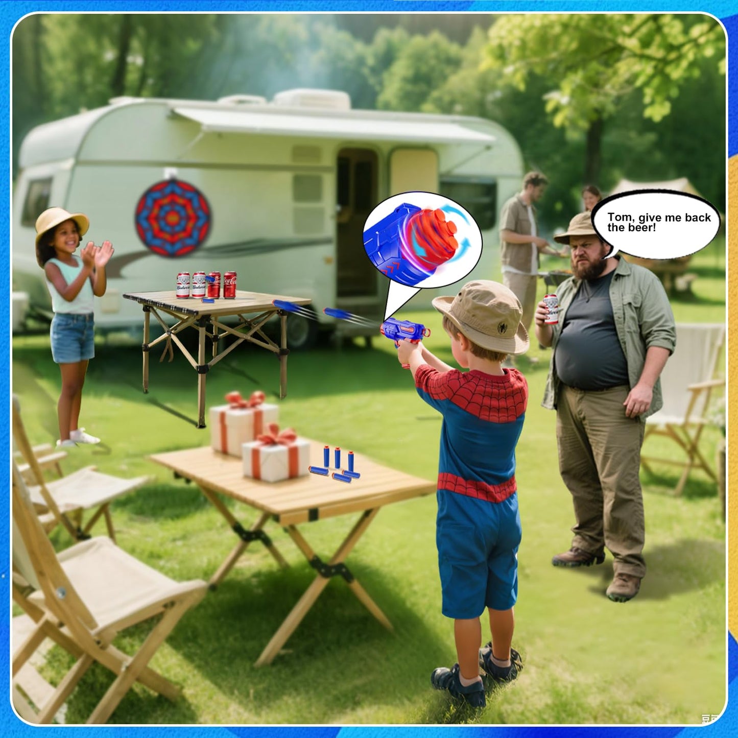 M&LD Shooting Games Toys: Nerf-Style Blaster, Targets, 10 Foam Darts for Kids 4–10+