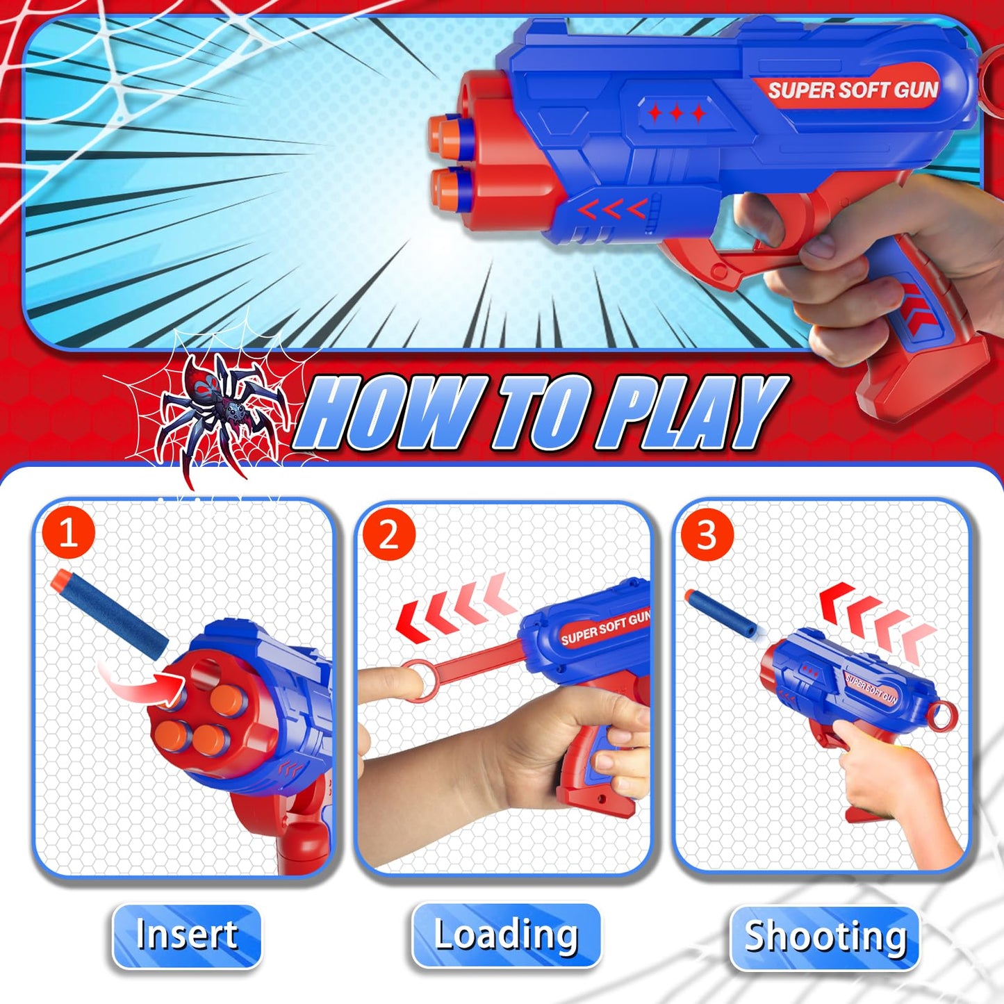 M&LD Shooting Games Toys: Nerf Gun Party Targets with 2 Toy Guns & 40 Foam Darts