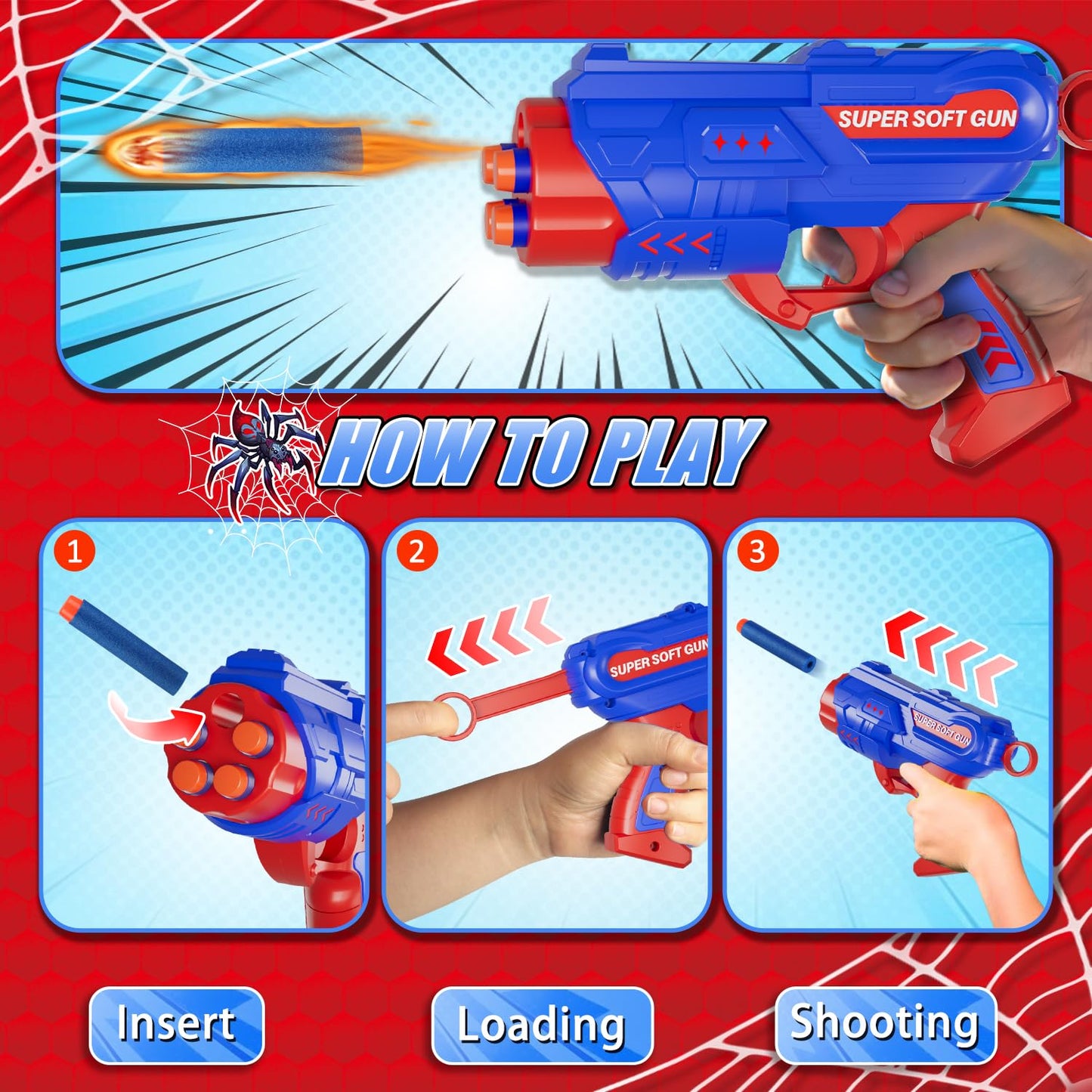M&LD Shooting Games Toys: Nerf-Style Blaster, Targets, 10 Foam Darts for Kids 4–10+