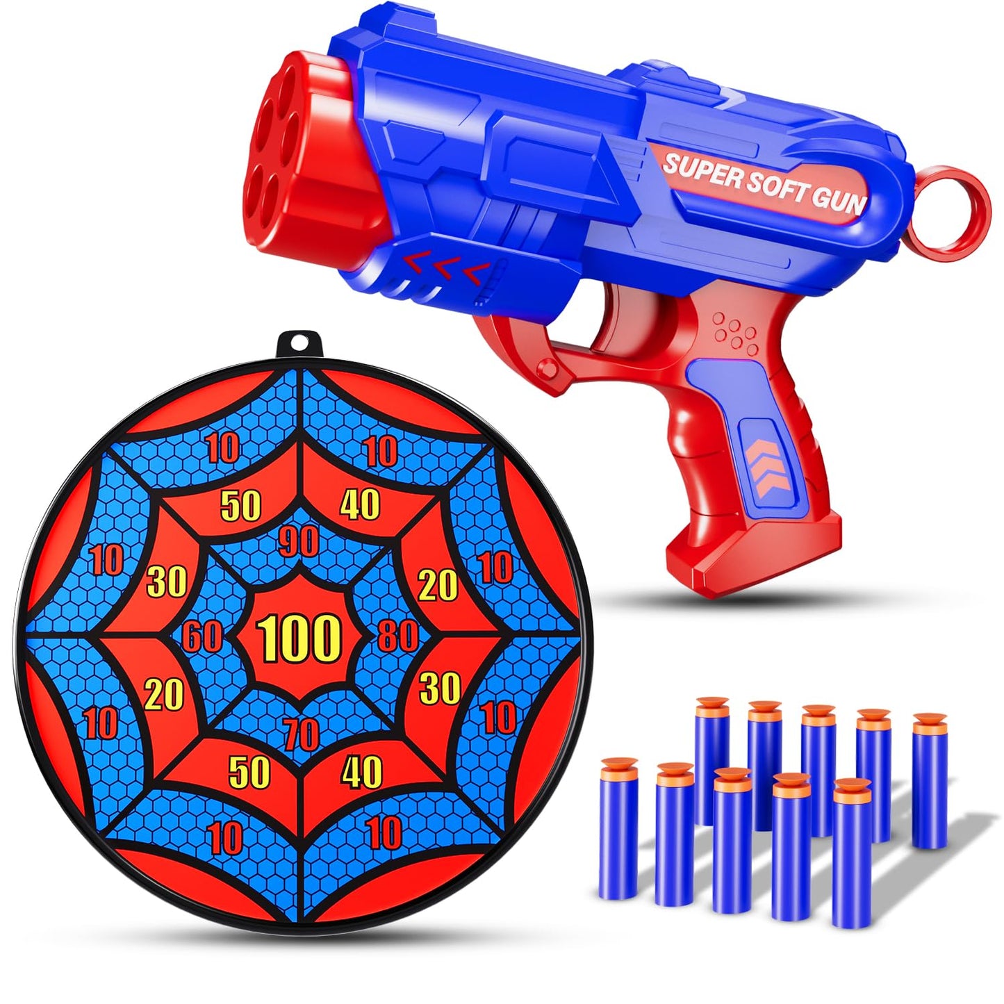 M&LD Shooting Games Toys: Nerf-Style Blaster, Targets, 10 Foam Darts for Kids 4–10+