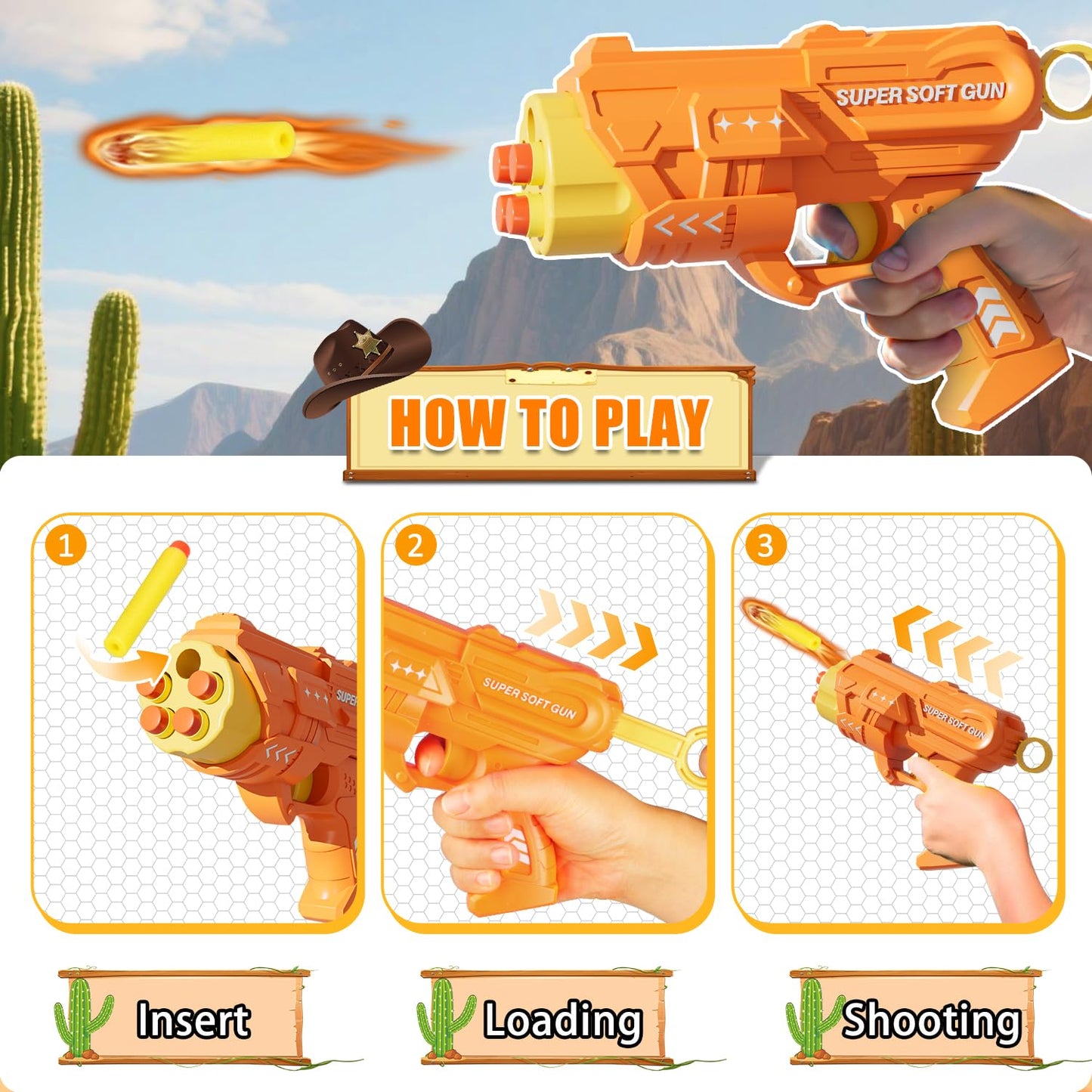 M&LD Shooting Games Toys for Nerf Party – Dual Guns, 40 Foam Darts, Indoor Outdoor Targets