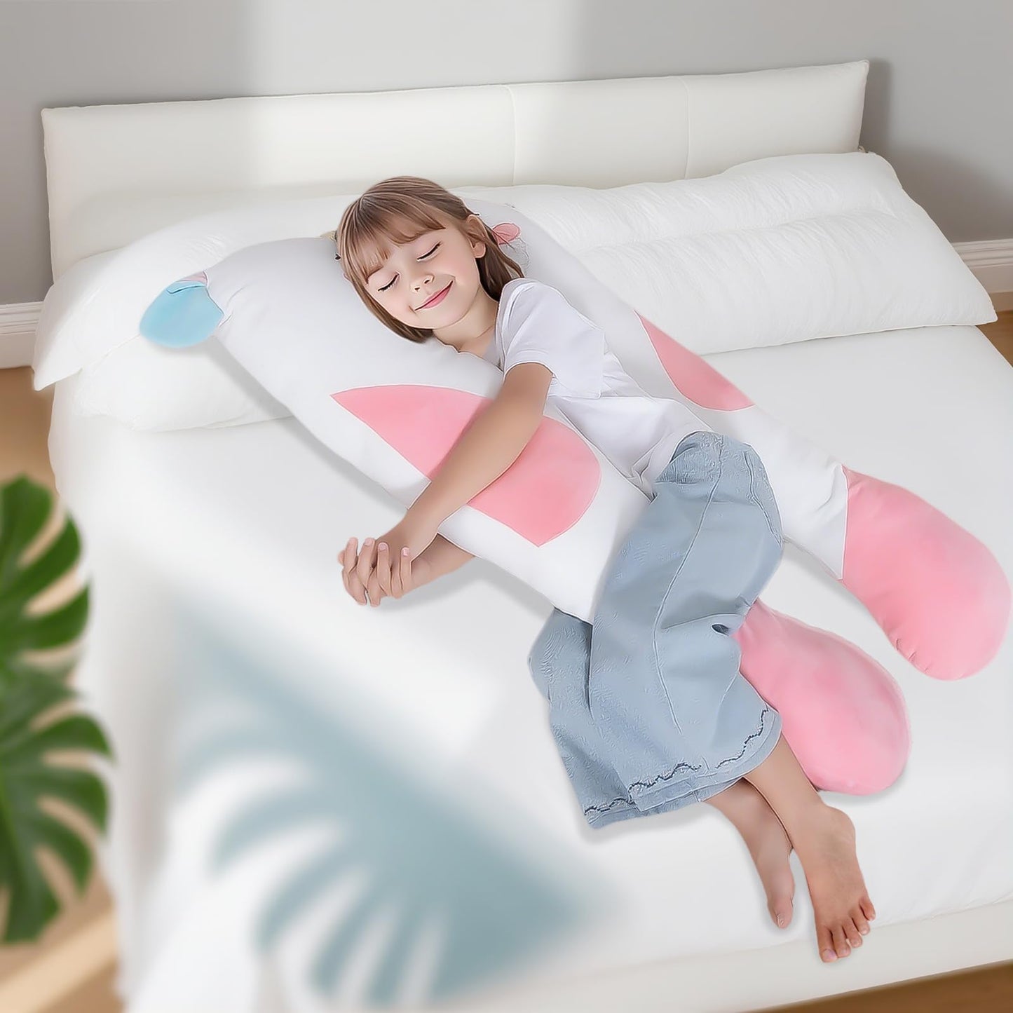 MLdian 47x23 in U-Shaped Plush Body Pillow for Kids – Unicorn