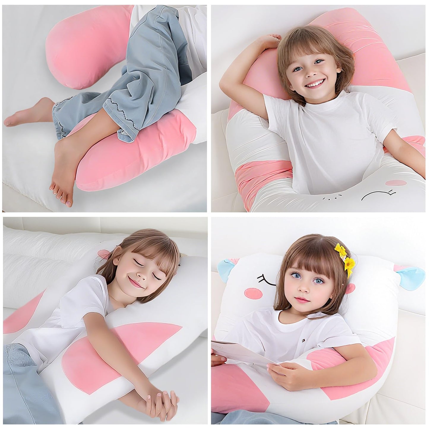 MLdian 47x23 in U-Shaped Plush Body Pillow for Kids – Unicorn