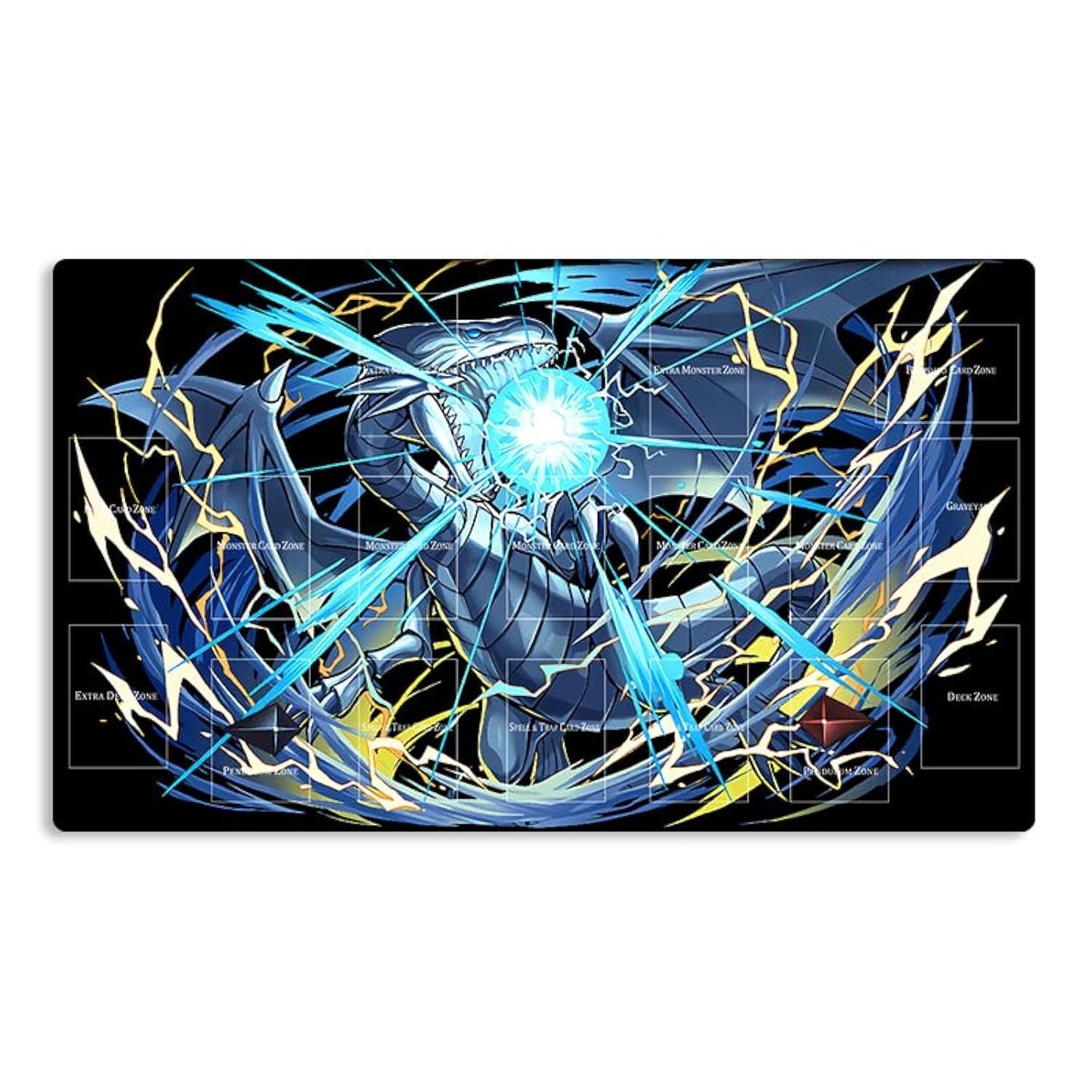 New Mlikemat Blue-Eyes White Dragon Playmat with Zones + Free Bag (ZD039-009-A)
