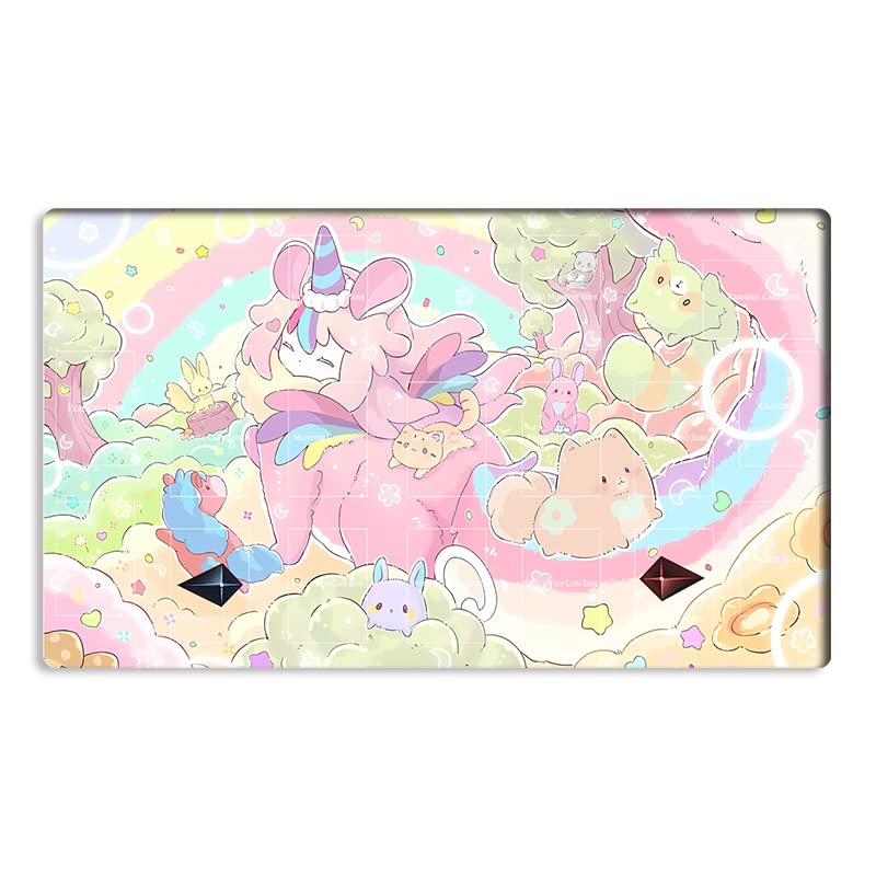 Mlikemat Melffy Playmat – TCG/OCG/CCG Card Game Mat with Zones + Free Bag (ZD014-537-A)