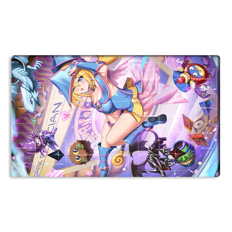 Mlikemat Playmat Duel Monsters Dark Magician Girl with Zones | Portable + Free Bag (ZD039-993-A)